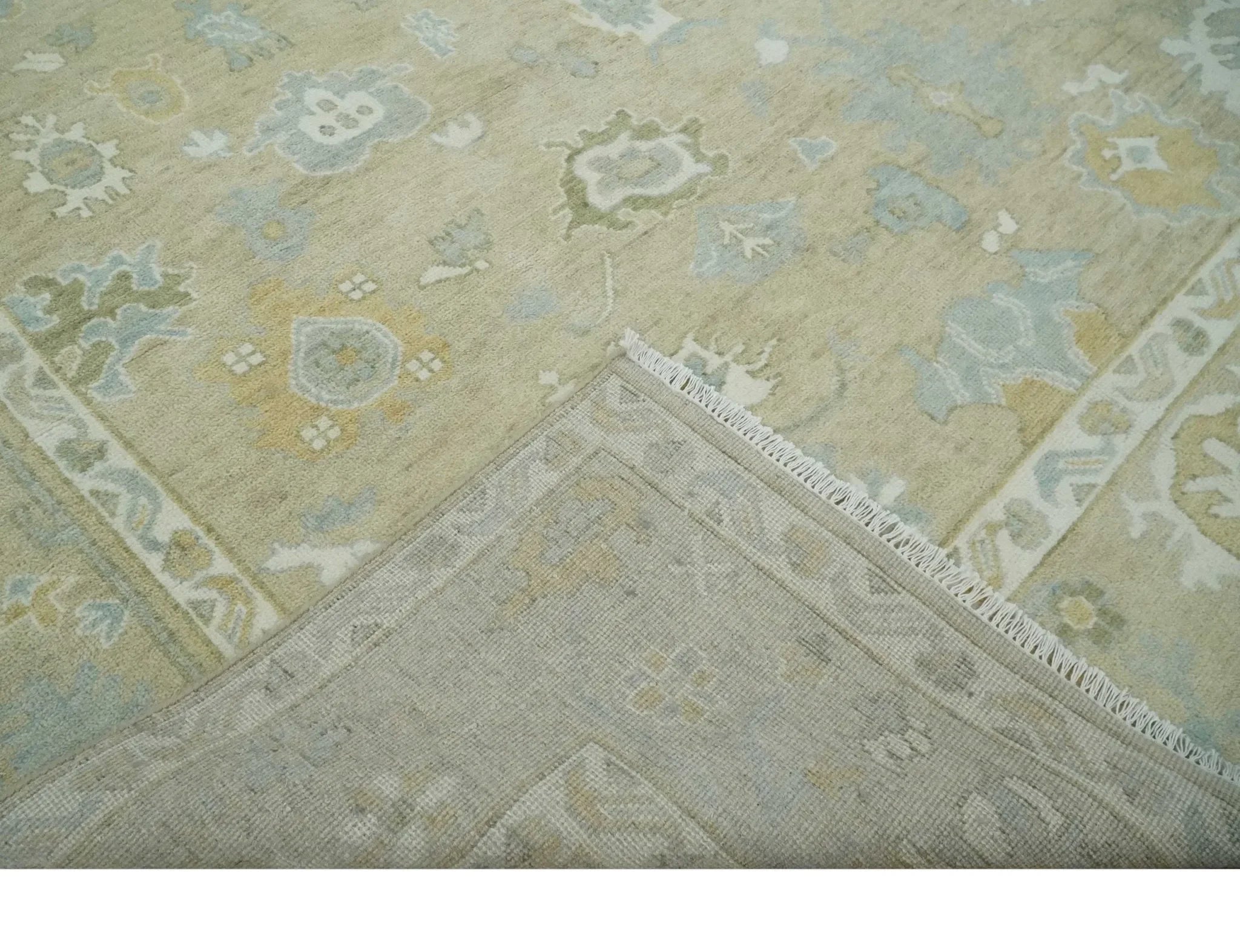 Custom Made Earthy Hand Knotted Beige and Ivory Traditional Multi Size Wool Area Rug - The Mayfair Hall