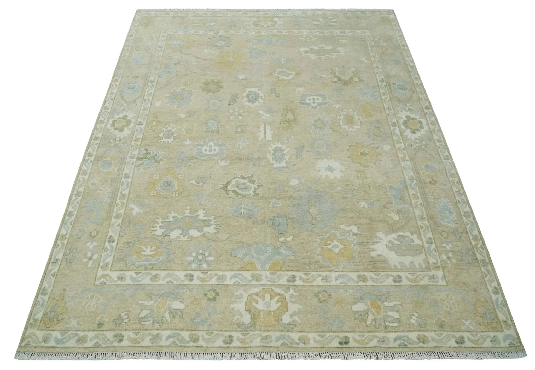 Custom Made Earthy Hand Knotted Beige and Ivory Traditional Multi Size Wool Area Rug - The Mayfair Hall