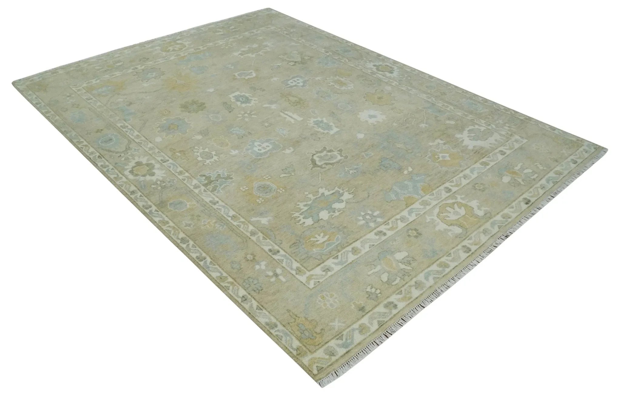 Custom Made Earthy Hand Knotted Beige and Ivory Traditional Multi Size Wool Area Rug - The Mayfair Hall