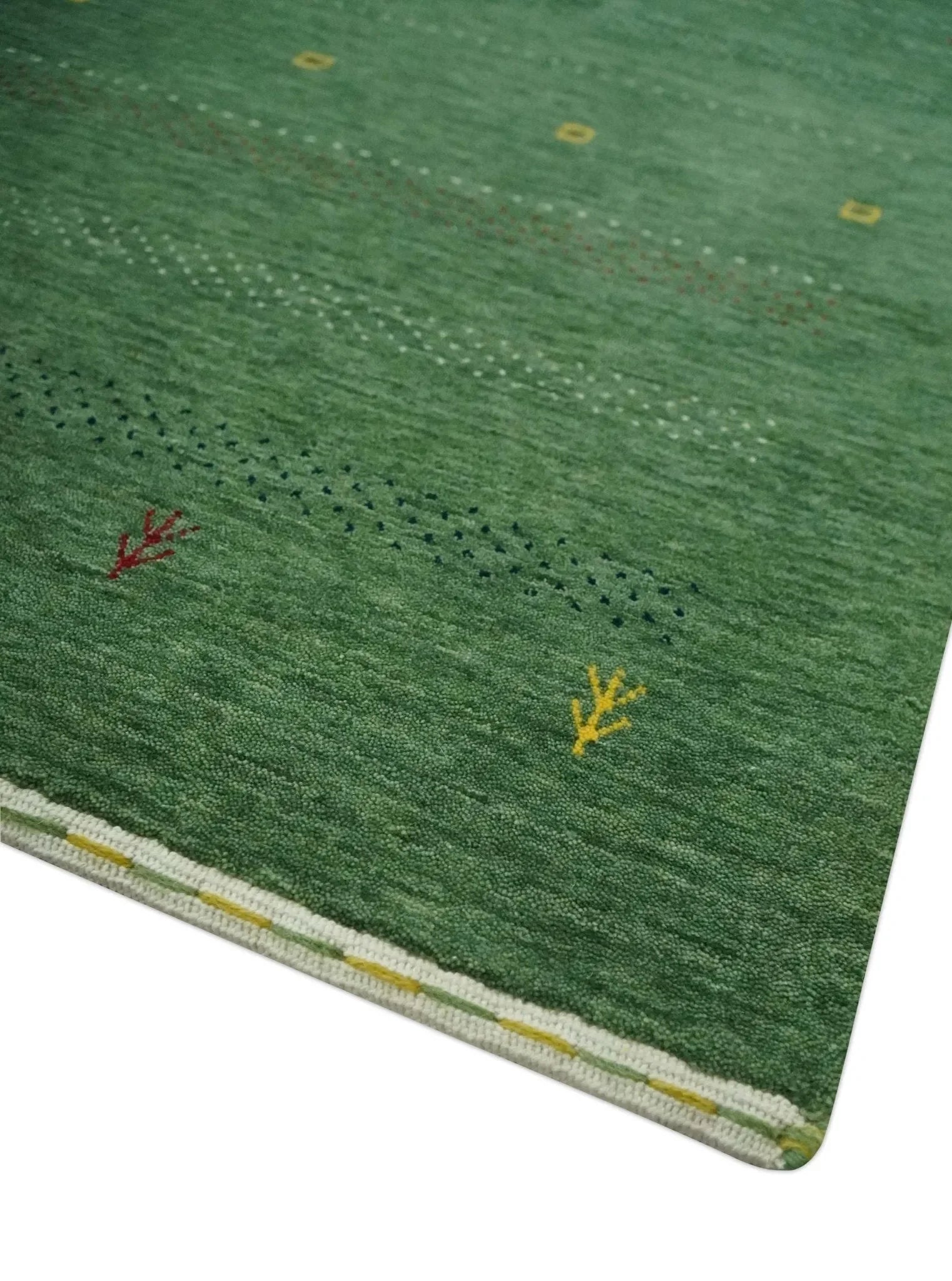 Custom Made Geometrical Stripes Design Green, Ivory and Charcoal wool Area Rug - The Mayfair Hall