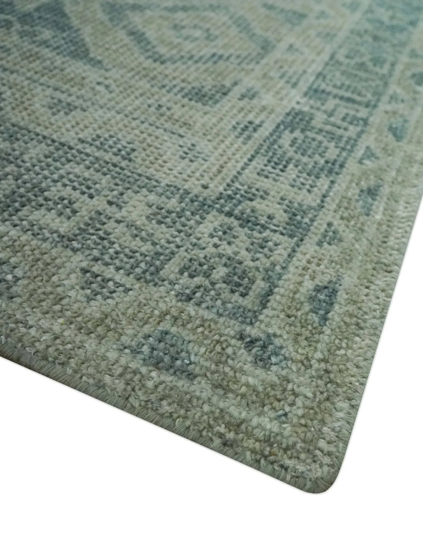 Custom Made Gray, Beige and Silver Hand Knotted Tribal Design wool area rug - The Mayfair Hall