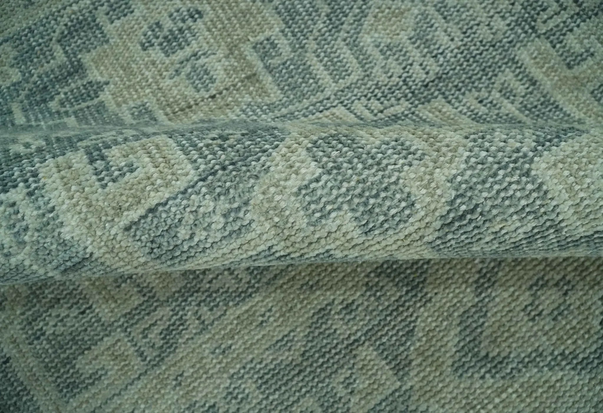 Custom Made Gray, Beige and Silver Hand Knotted Tribal Design wool area rug - The Mayfair Hall