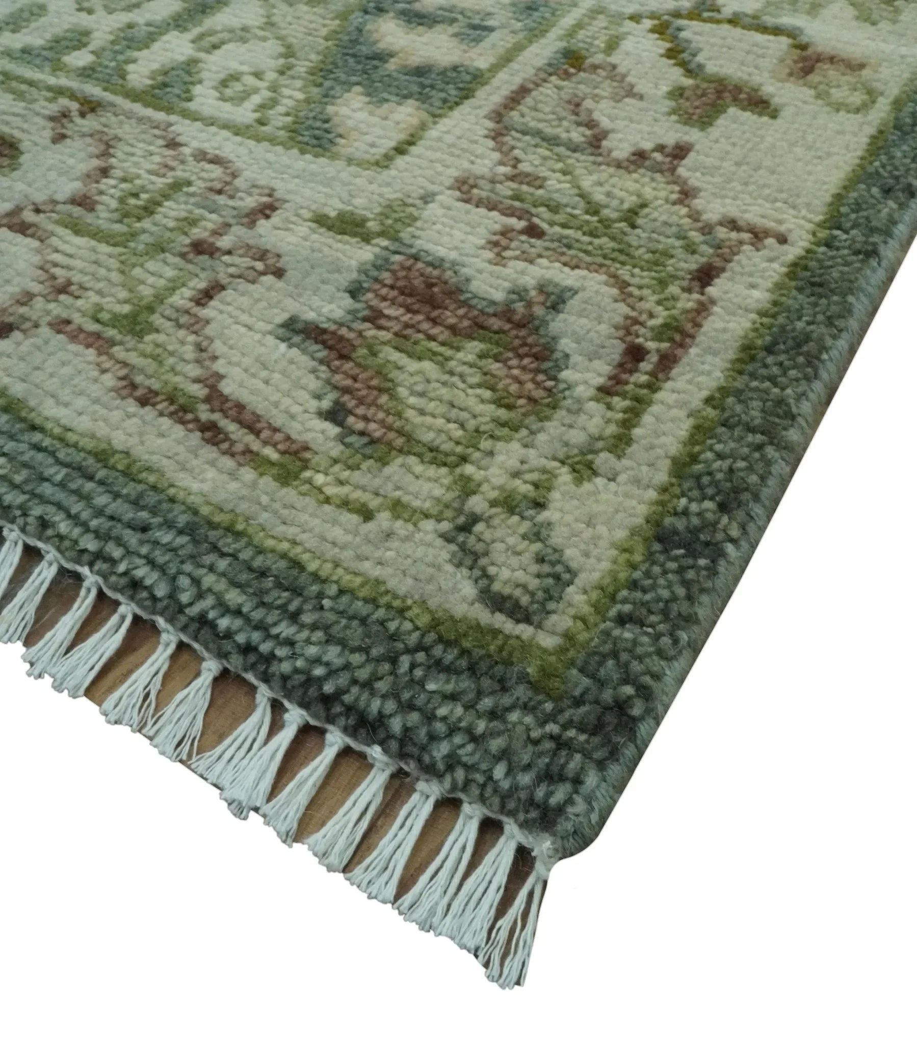 Custom Made Gray, Silver and Green Hand Knotted Traditional Large Design wool area rug - The Mayfair Hall