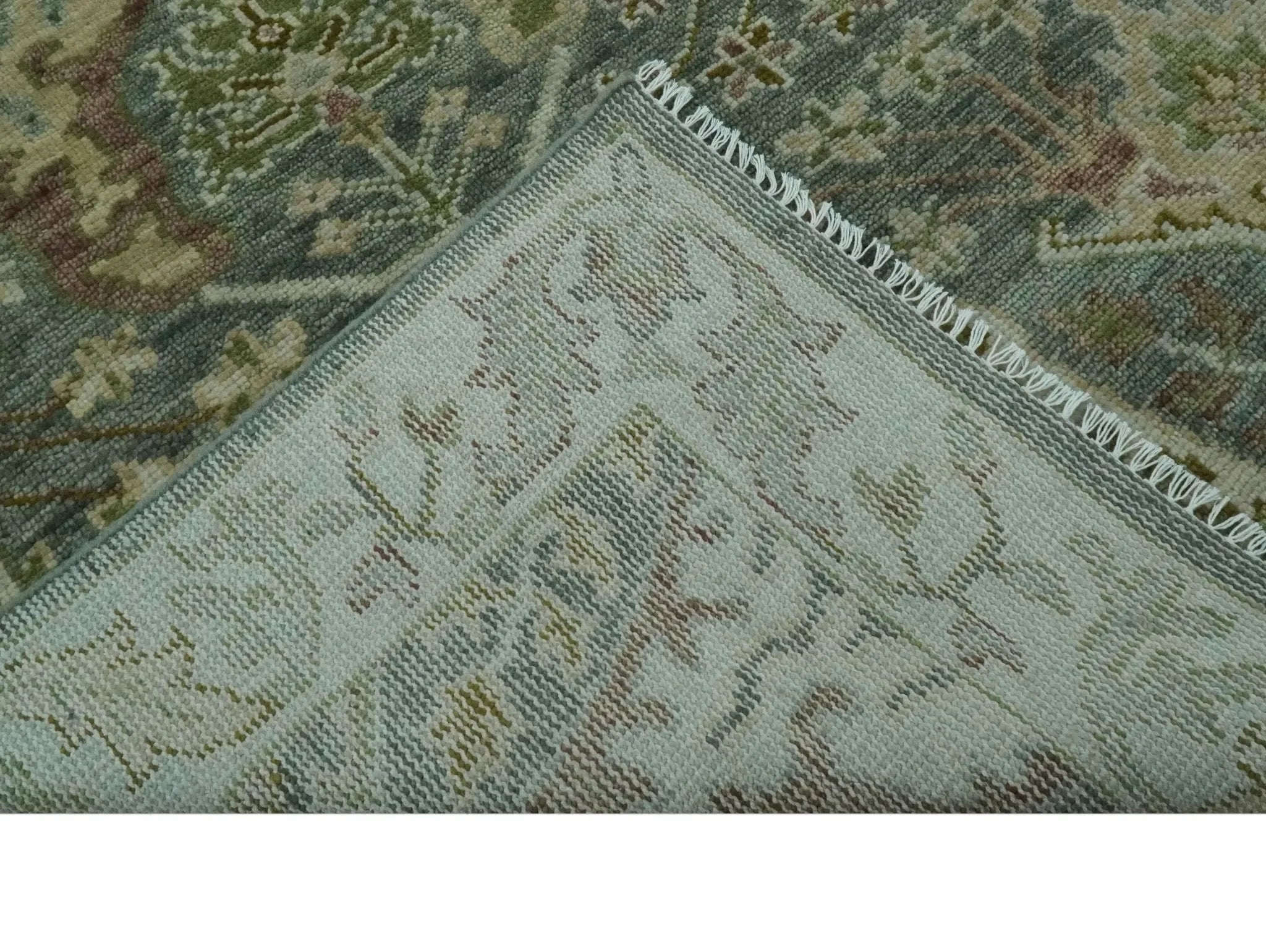 Custom Made Gray, Silver and Green Hand Knotted Traditional Large Design wool area rug - The Mayfair Hall
