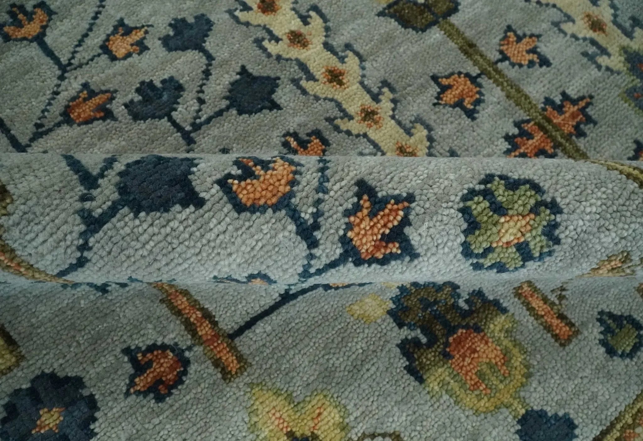 Custom Made Hand Knotted Living Room and Bedroom Rug Rust and Silver Traditional Turkish Style Wool Rug - The Mayfair Hall