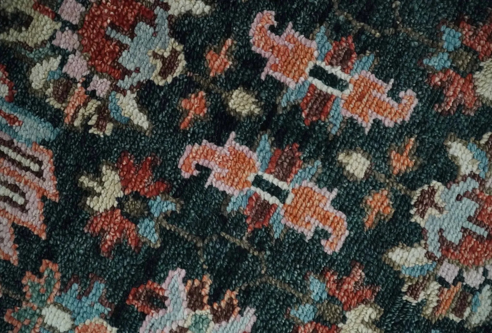 Custom Made Hand Knotted Black and Rust Traditional Oushak Wool Area Rug - The Mayfair Hall