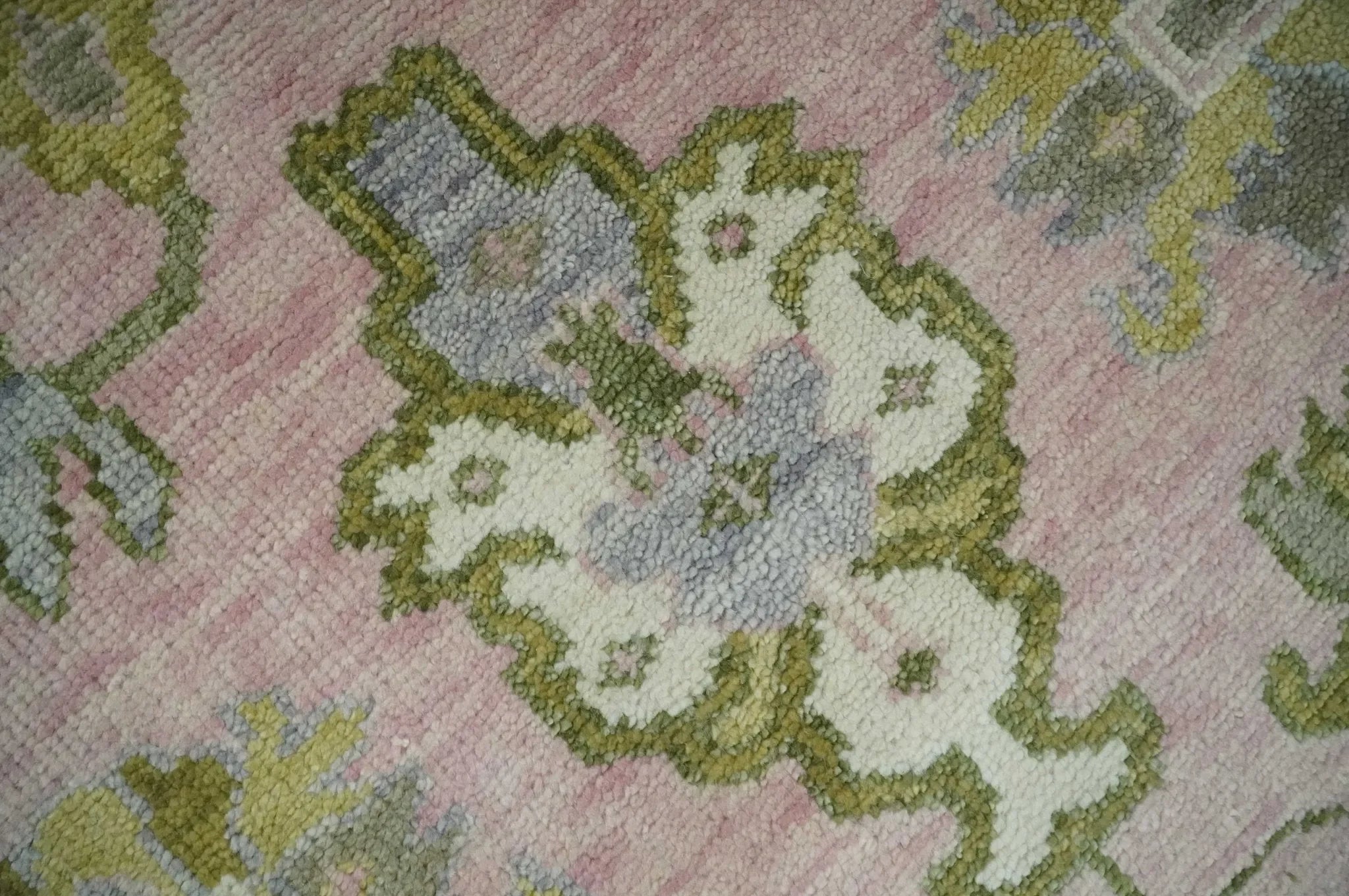 Custom Made Hand Knotted Peach, Ivory and Olive Traditional Style Wool Area Rug - The Mayfair Hall