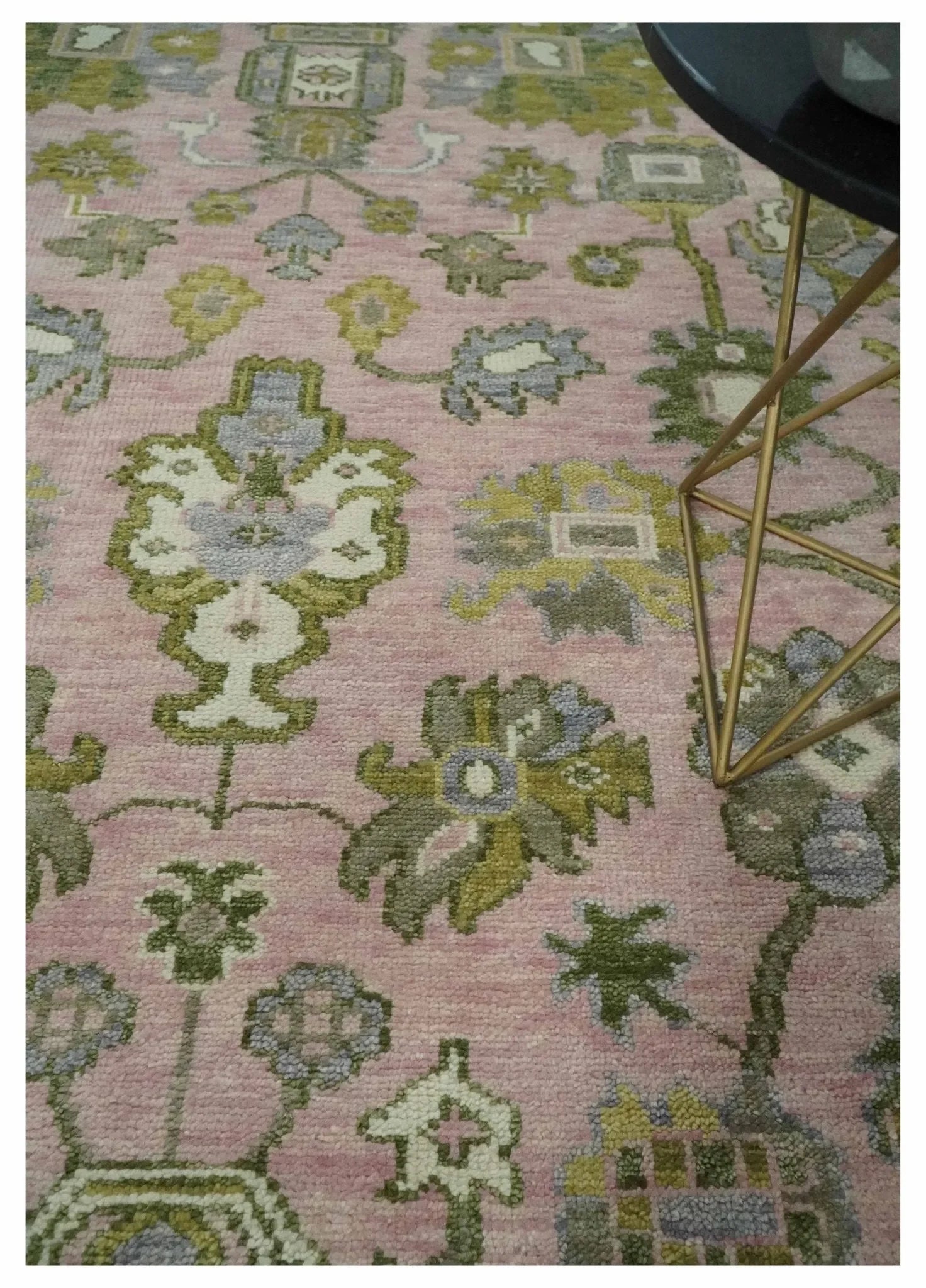Custom Made Hand Knotted Peach, Ivory and Olive Traditional Style Wool Area Rug - The Mayfair Hall