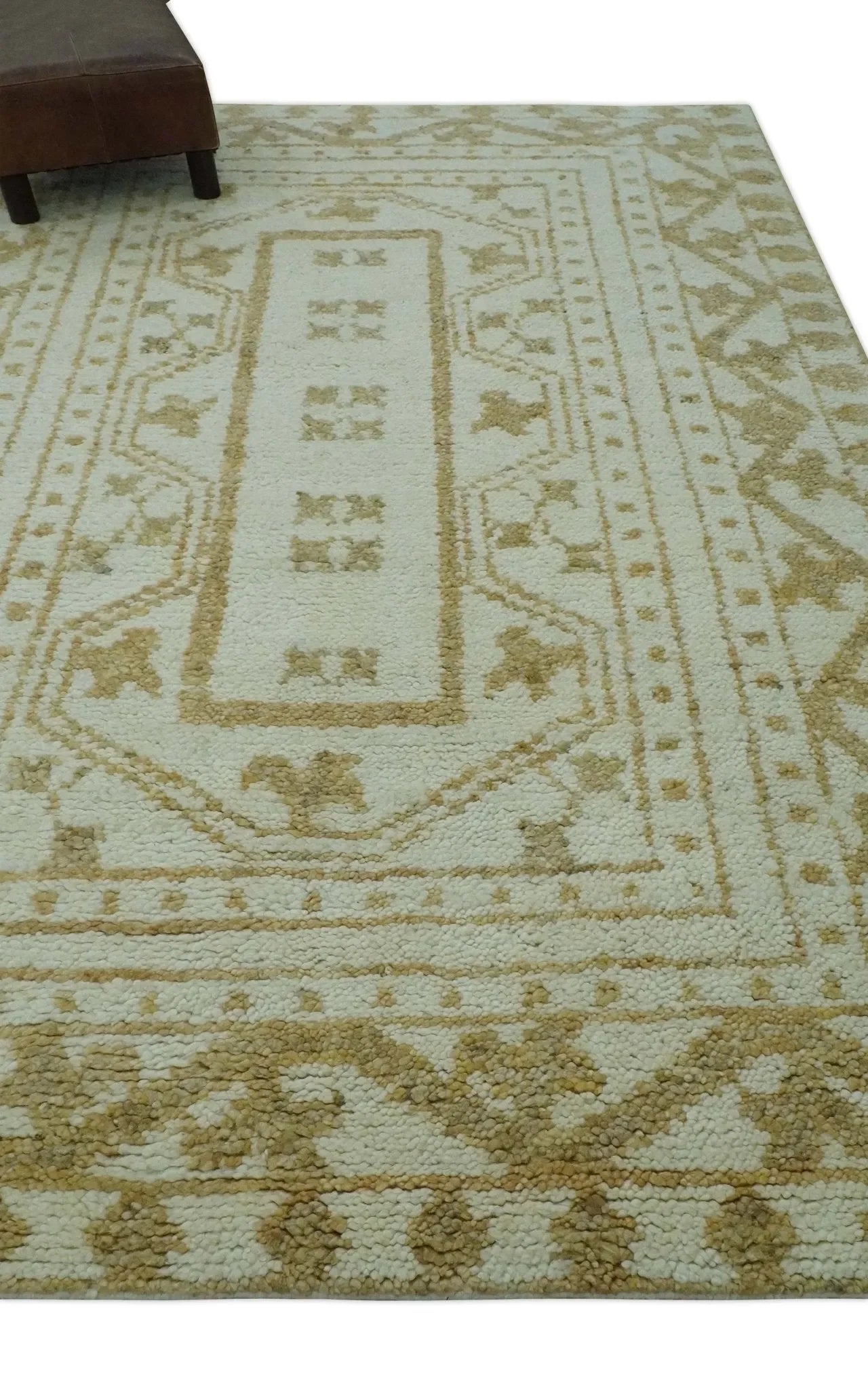 Custom Made Ivory and Olive Traditional Hand Knotted wool Area Rug - The Mayfair Hall