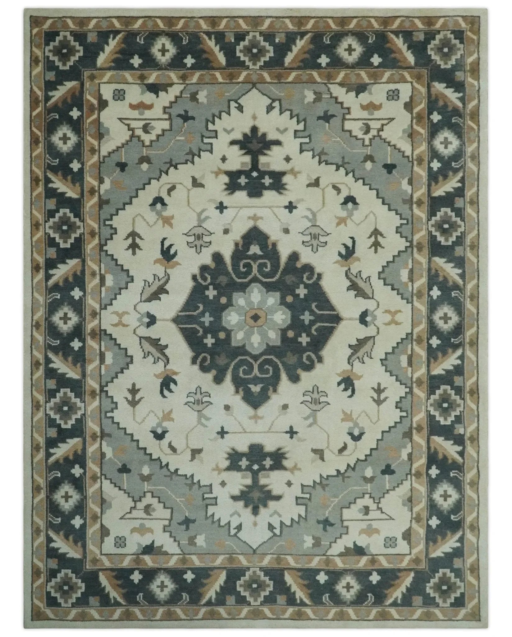 Custom Made Ivory, Gray, Camel and Charcoal Traditional Multi Size Wool Area Rug - The Mayfair Hall