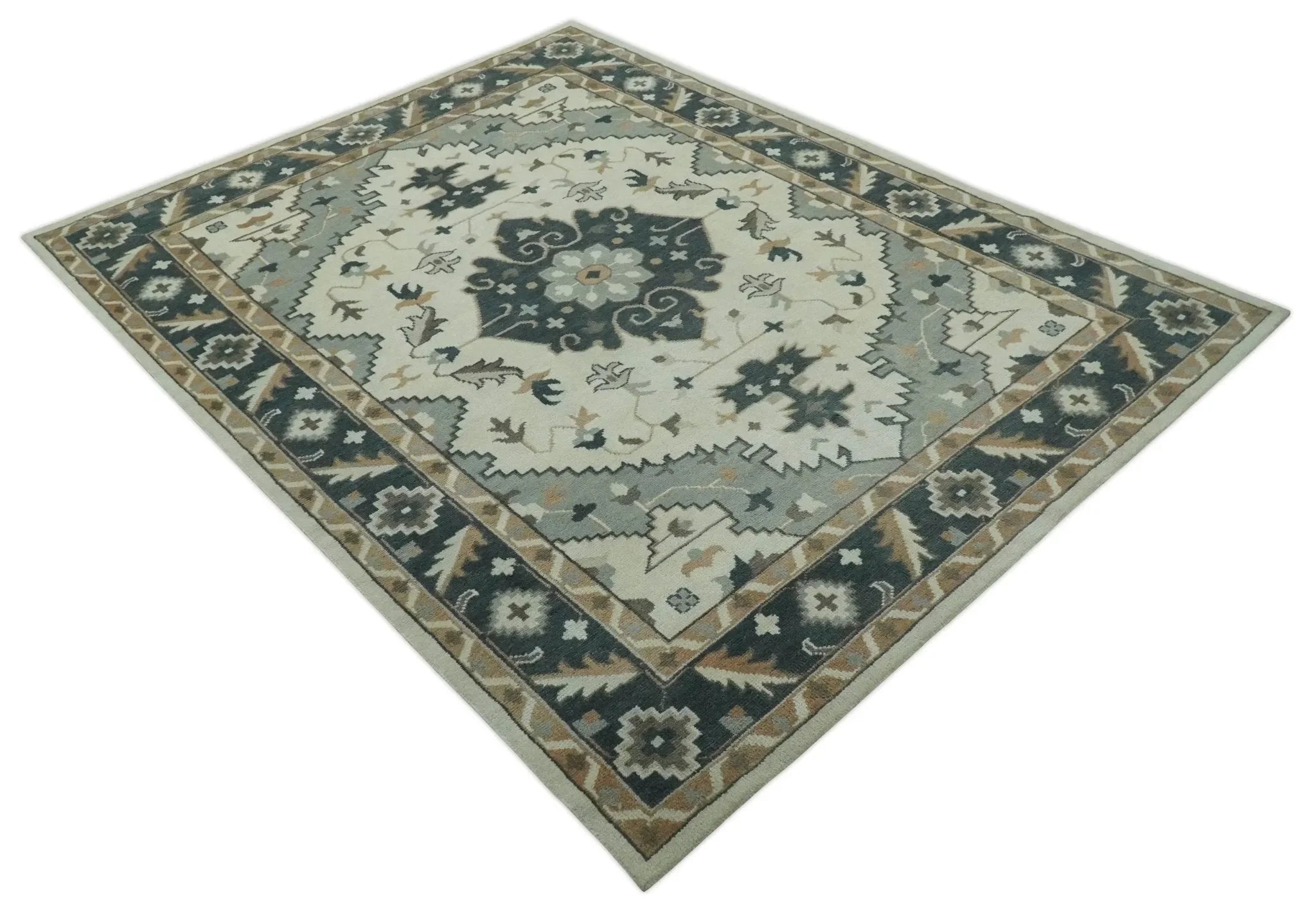 Custom Made Ivory, Gray, Camel and Charcoal Traditional Multi Size Wool Area Rug - The Mayfair Hall