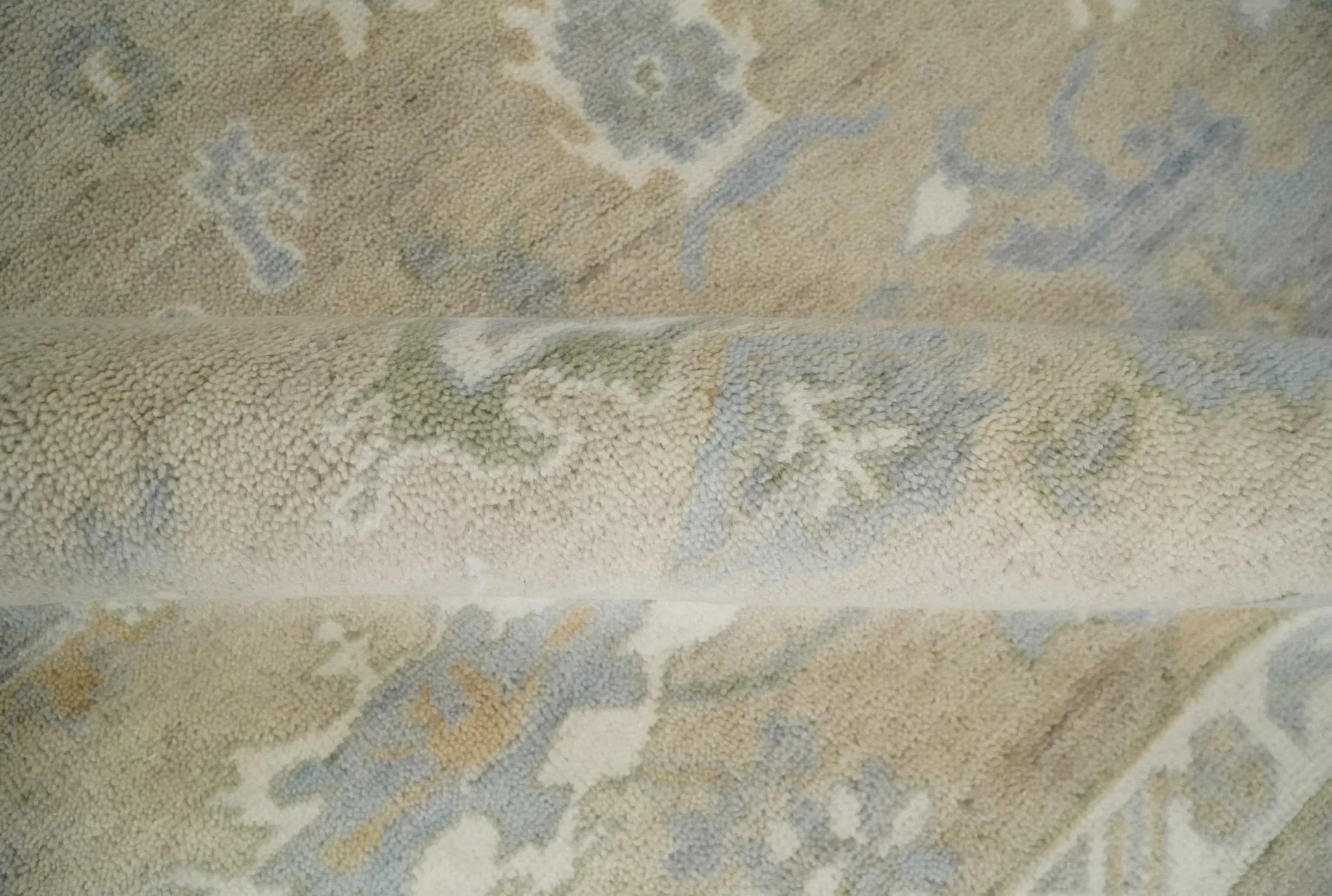 Custom Made Beige and Ivory Hand Knotted Traditional Oushak Wool Area Rug - The Mayfair Hall