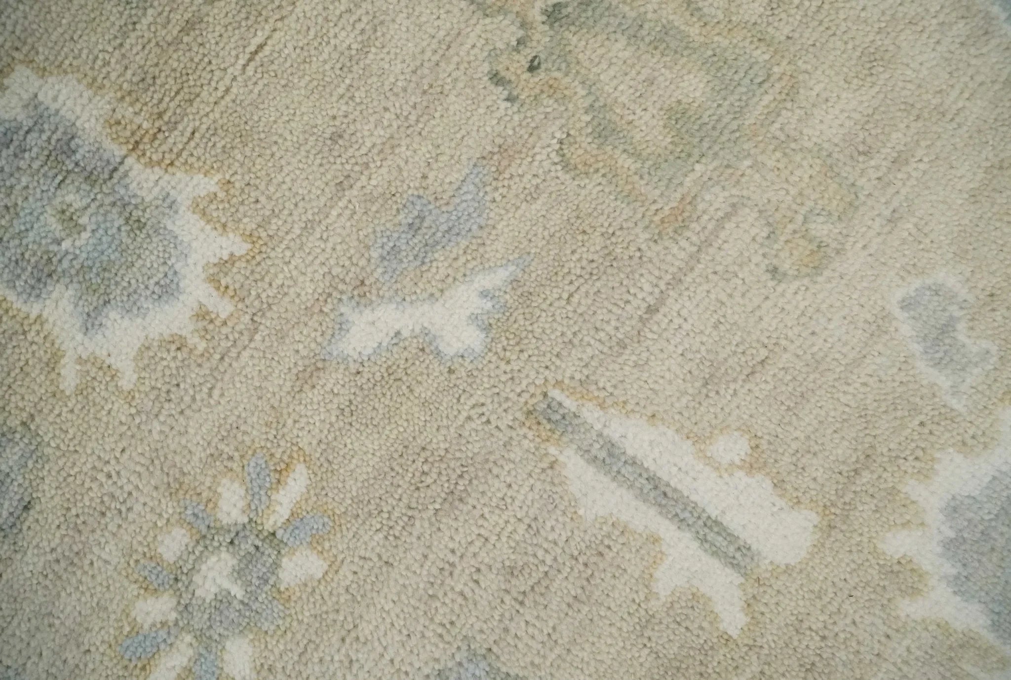 Custom Made Beige and Ivory Hand Knotted Traditional Oushak Wool Area Rug - The Mayfair Hall