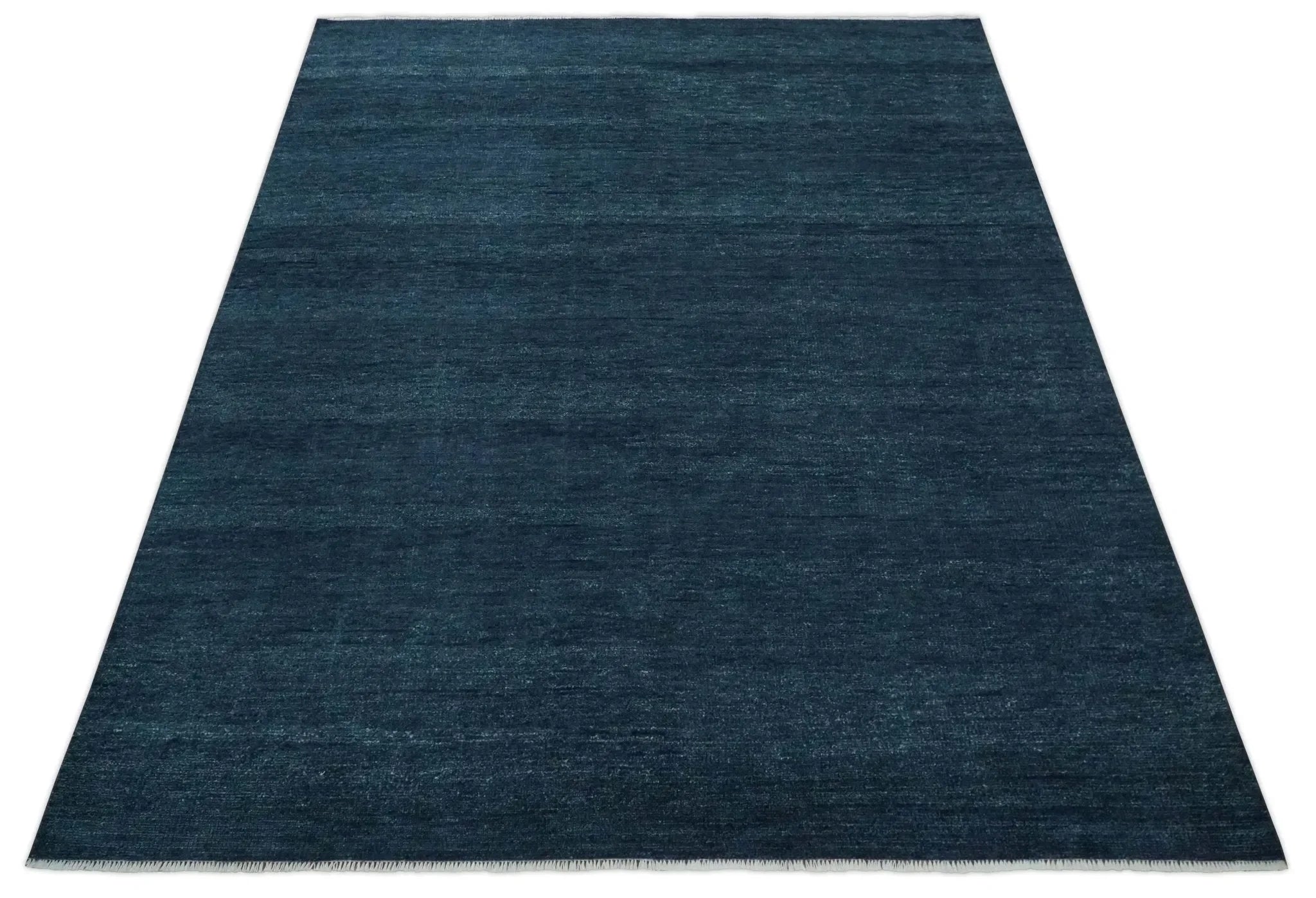 Custom Made Midnight blue Solid Hand knotted Modern wool Area Rug - The Mayfair Hall
