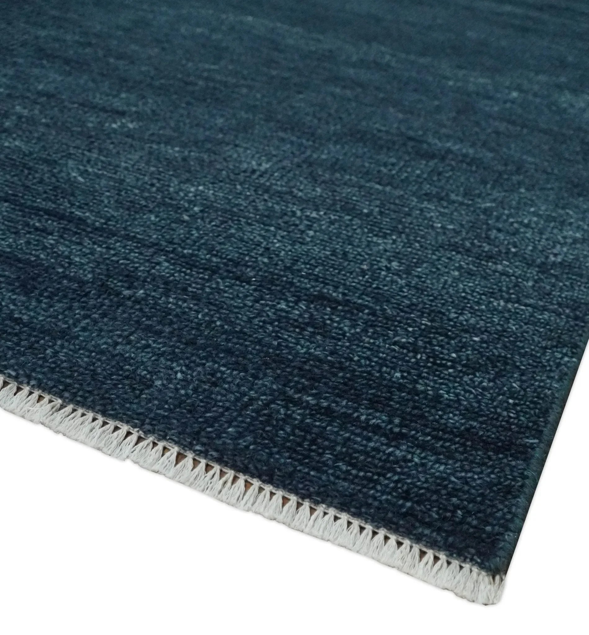 Custom Made Midnight blue Solid Hand knotted Modern wool Area Rug - The Mayfair Hall