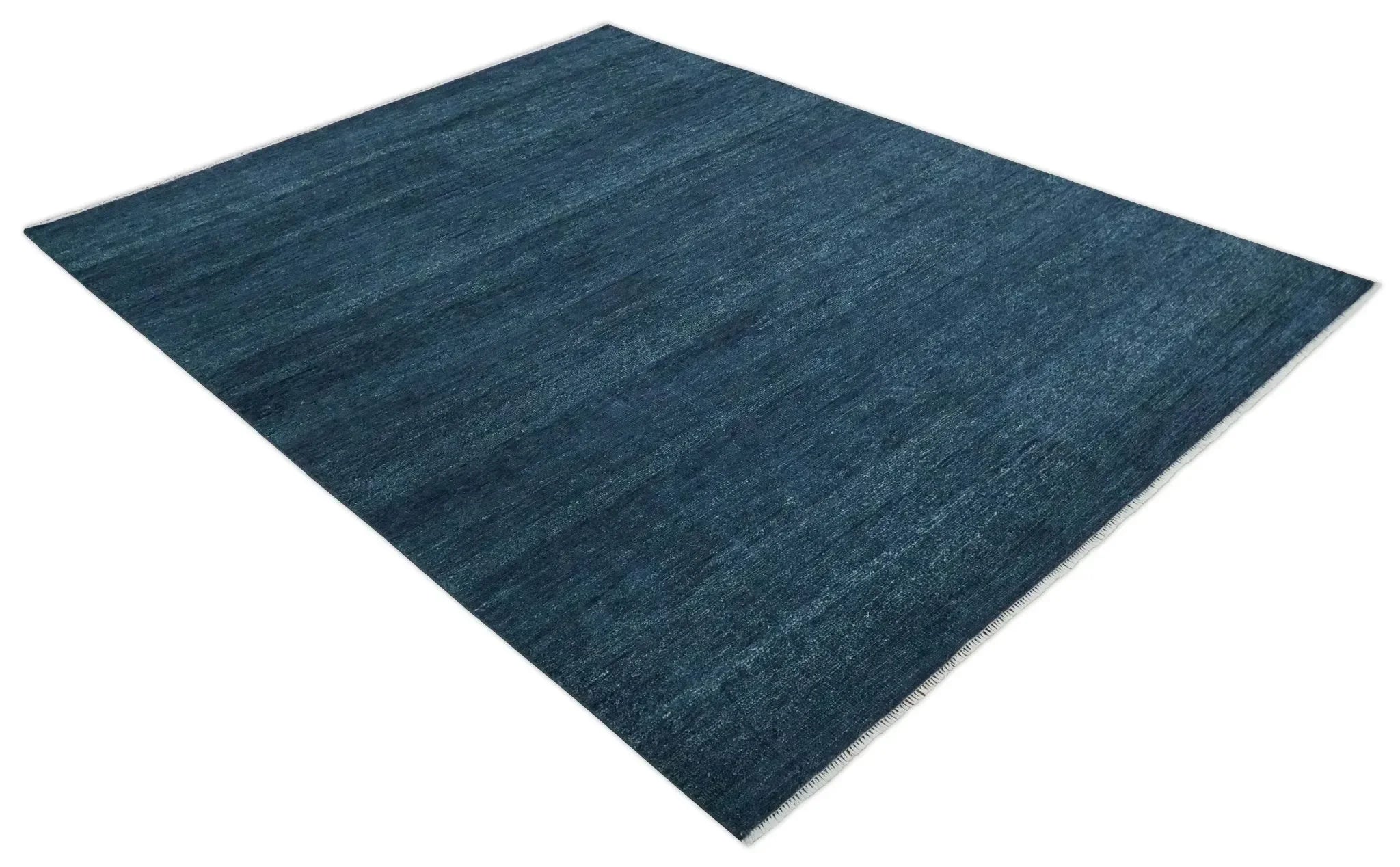 Custom Made Midnight blue Solid Hand knotted Modern wool Area Rug - The Mayfair Hall