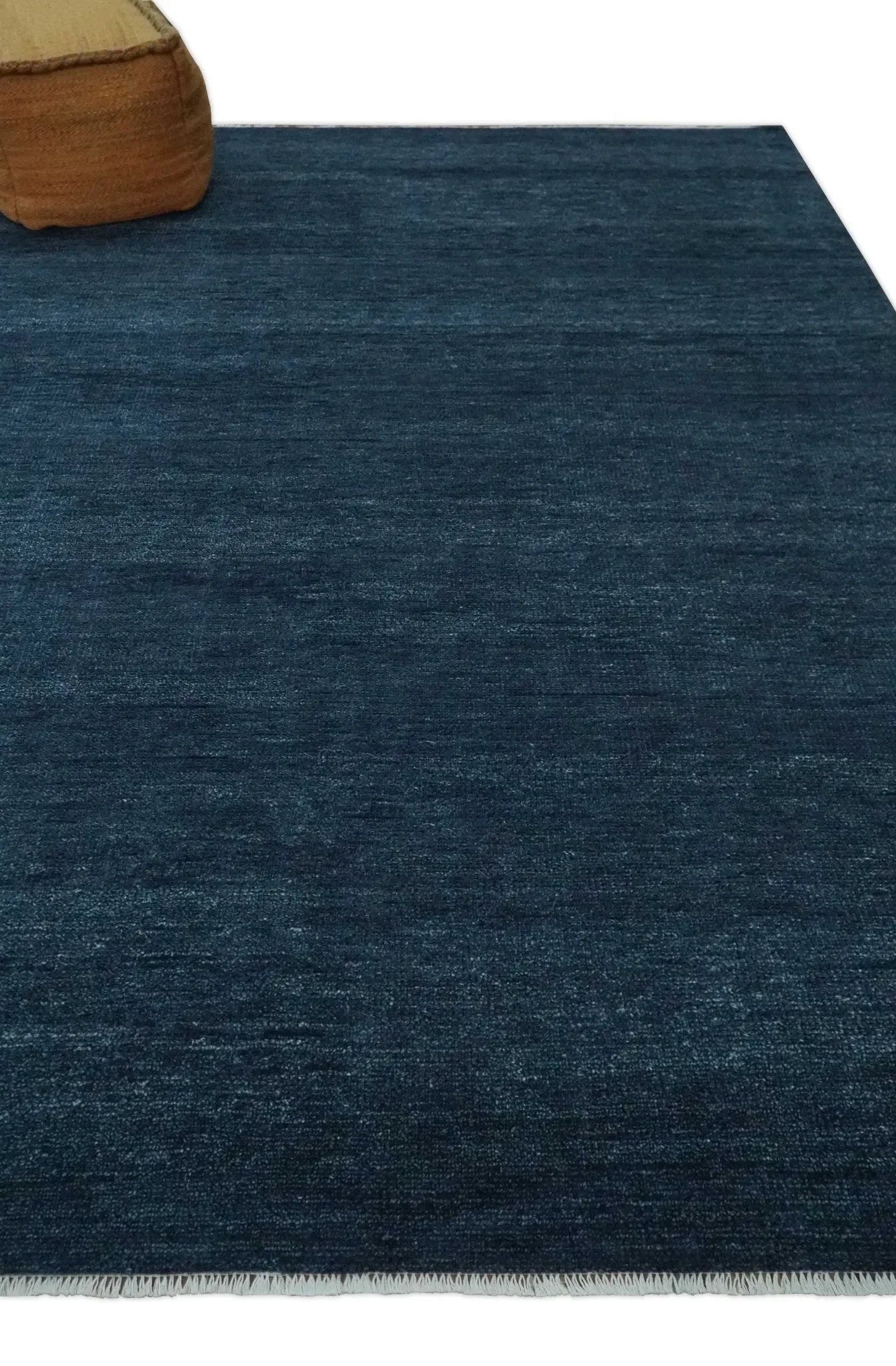 Custom Made Midnight blue Solid Hand knotted Modern wool Area Rug - The Mayfair Hall