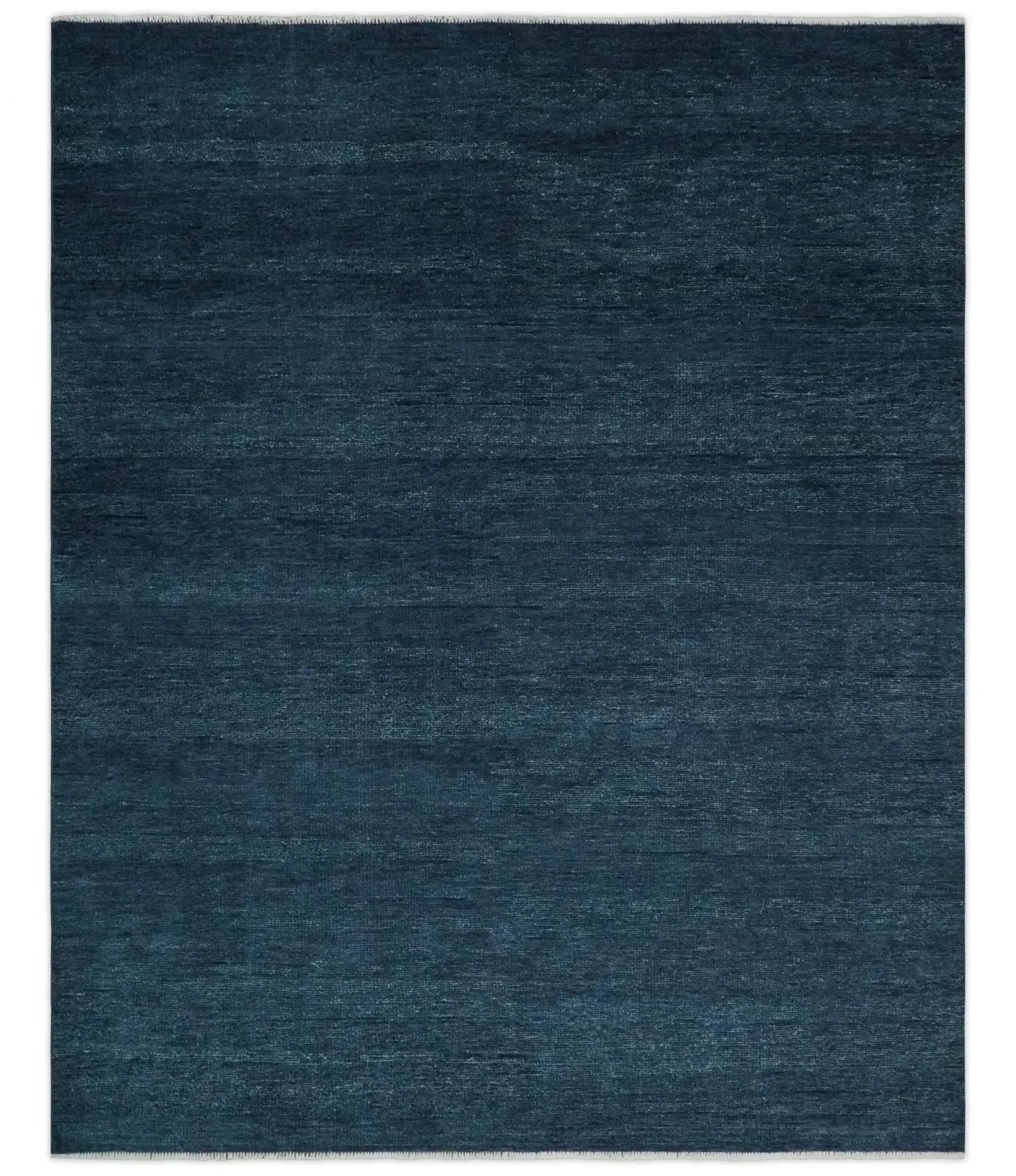 Custom Made Midnight blue Solid Hand knotted Modern wool Area Rug - The Mayfair Hall