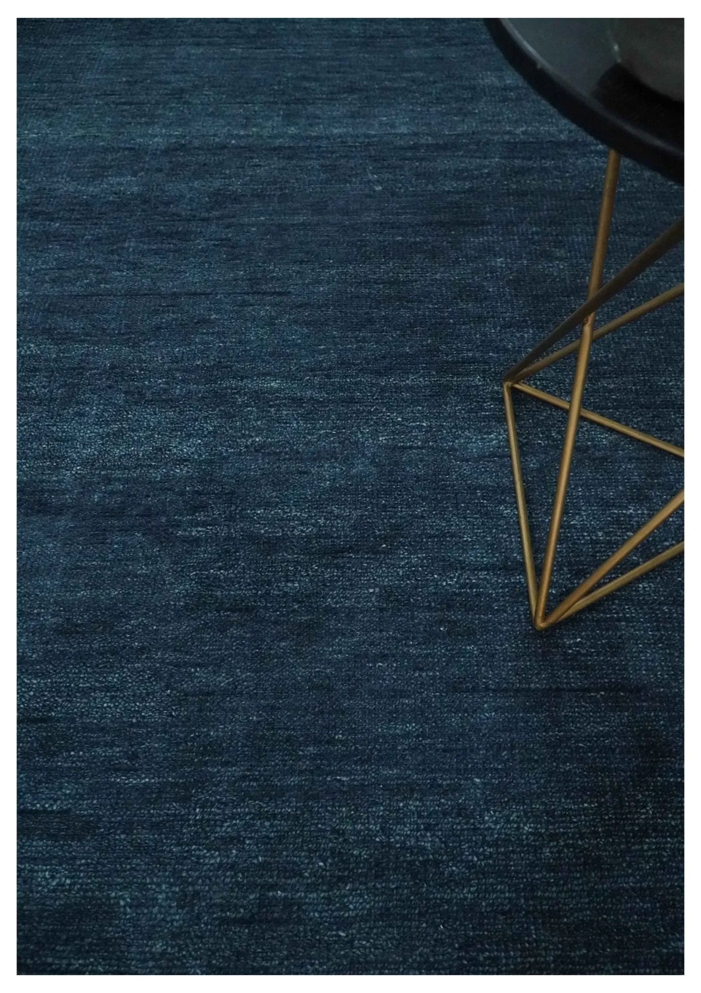 Custom Made Midnight blue Solid Hand knotted Modern wool Area Rug - The Mayfair Hall