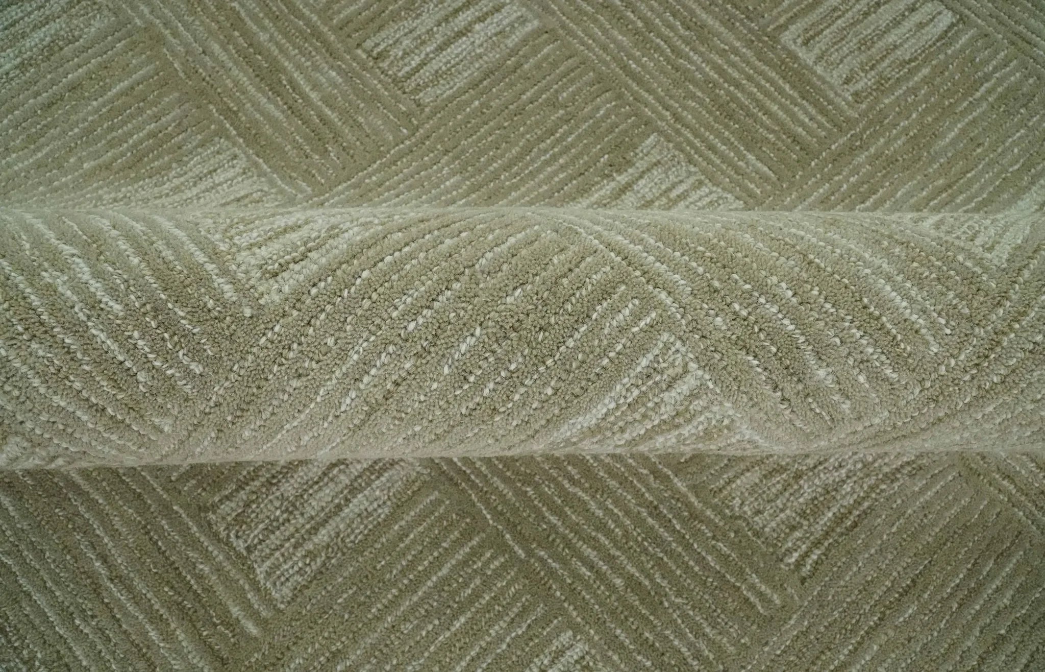 Custom Made Olive and Ivory Modern Geometrical Hand Tufted wool rug - The Mayfair Hall