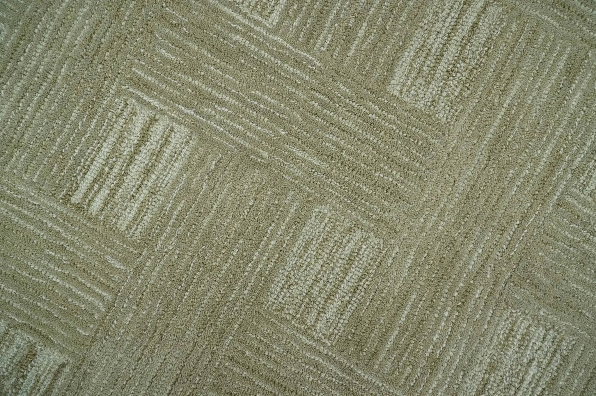 Custom Made Olive and Ivory Modern Geometrical Hand Tufted wool rug - The Mayfair Hall