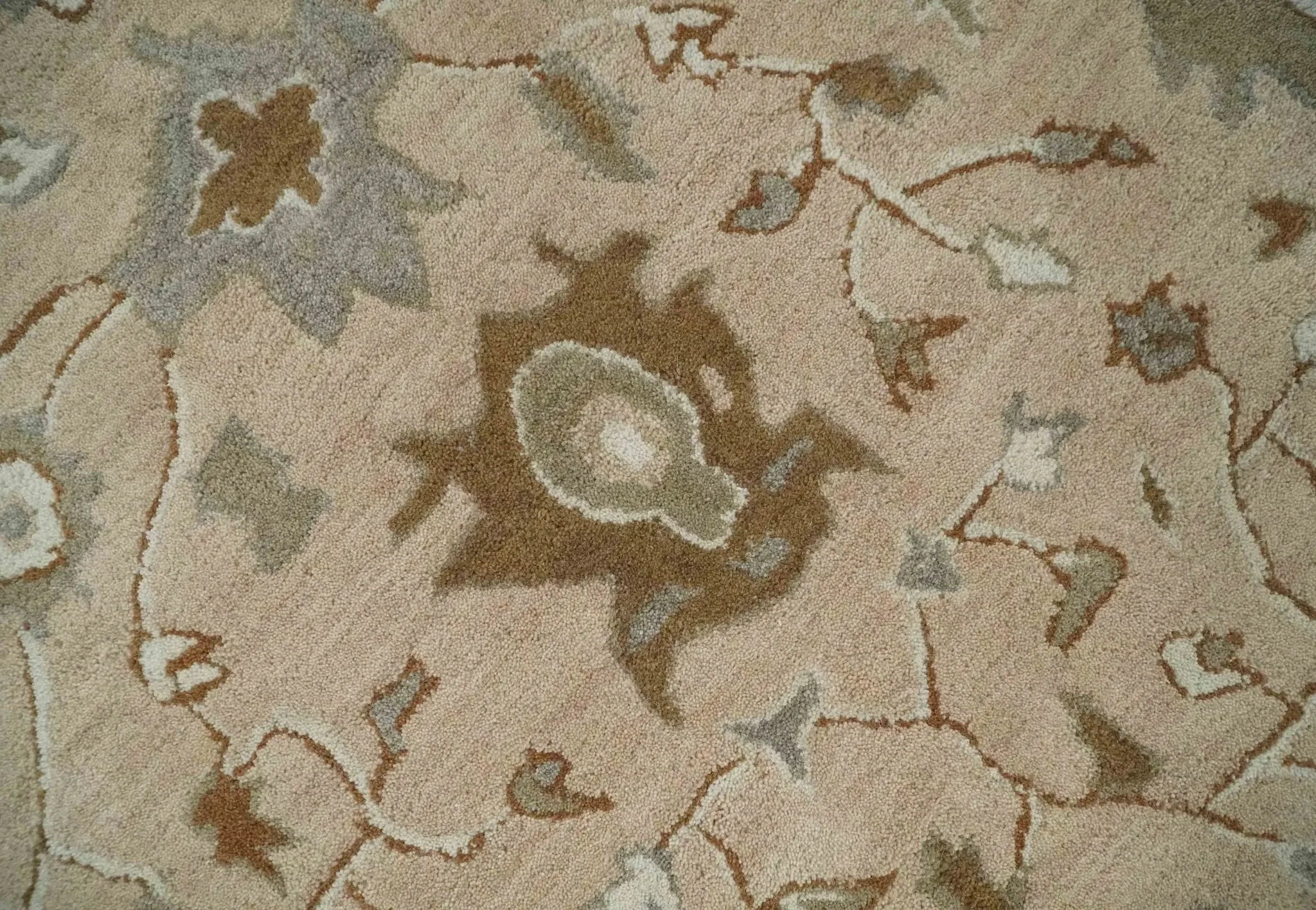 Custom Made Oushak Design Tufted Peach, Ivory and Olive Traditional Rug - The Mayfair Hall