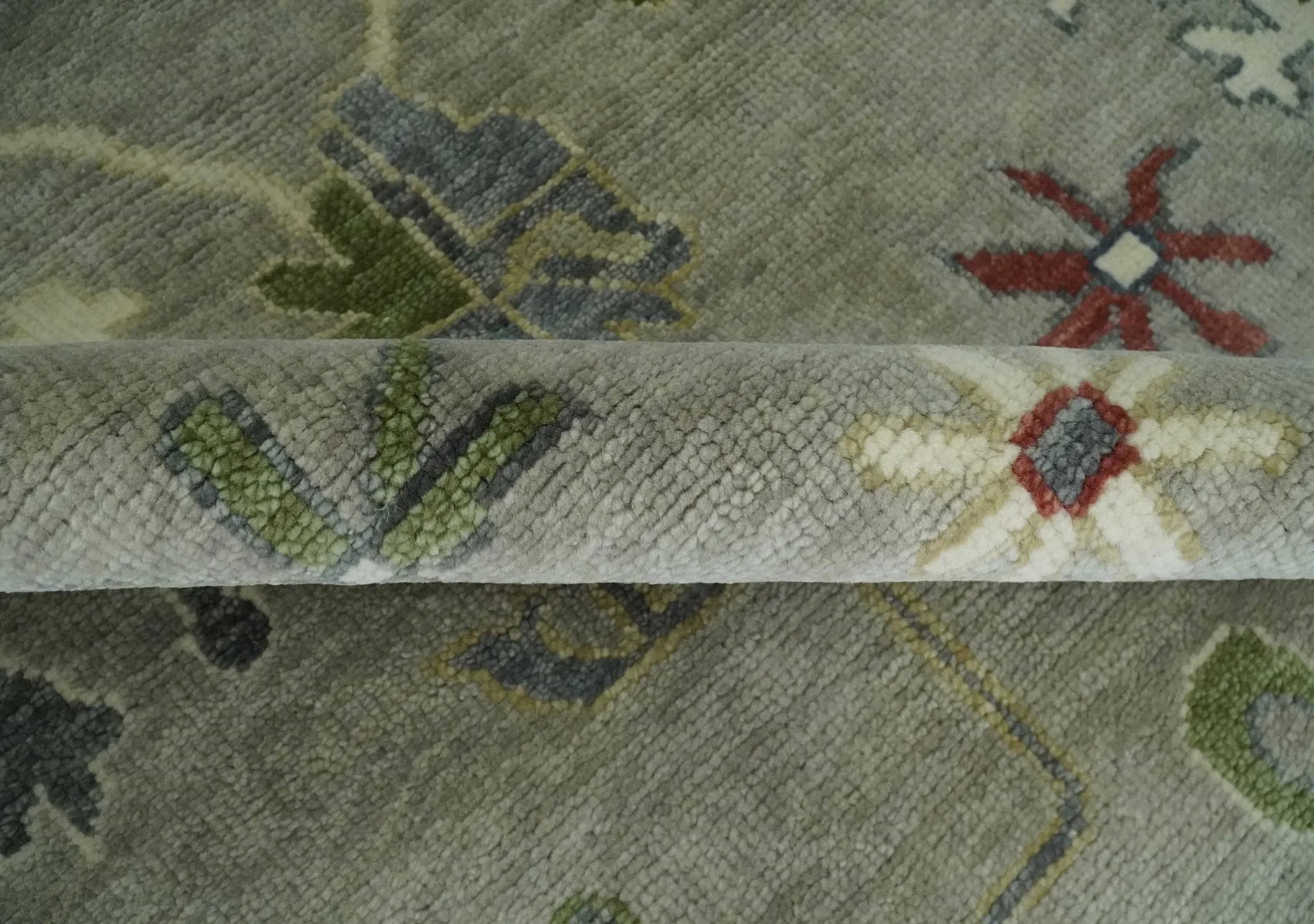 Custom Made Silver and Gray Oushak Hand Knotted Traditional Wool Rug - The Mayfair Hall