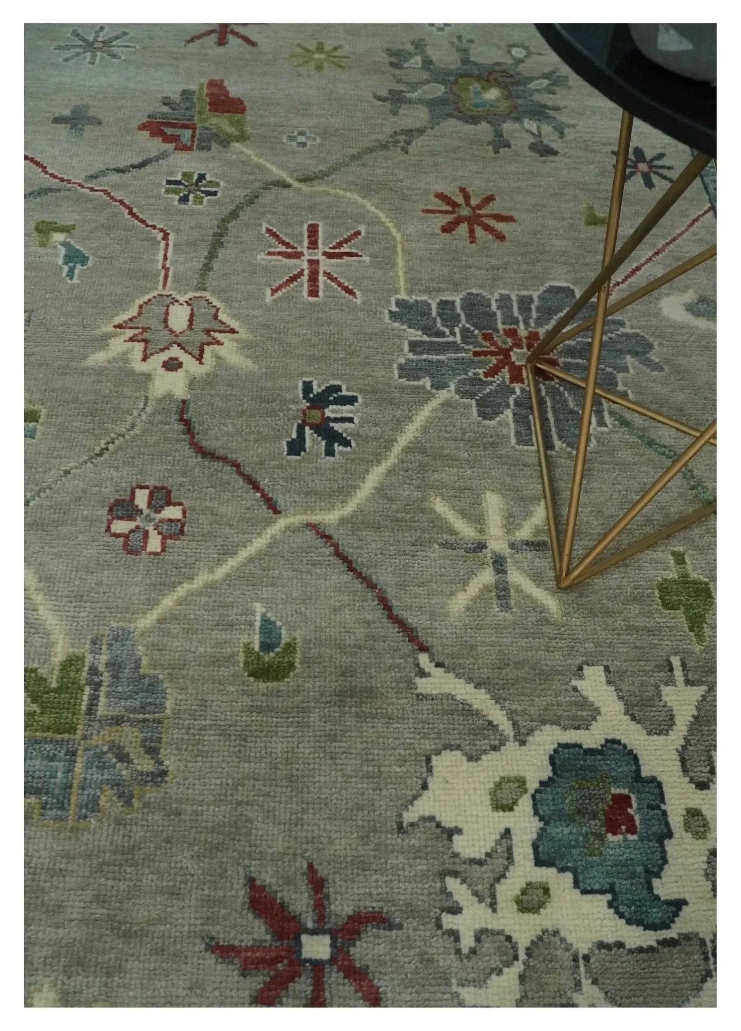 Custom Made Silver and Gray Oushak Hand Knotted Traditional Wool Rug - The Mayfair Hall