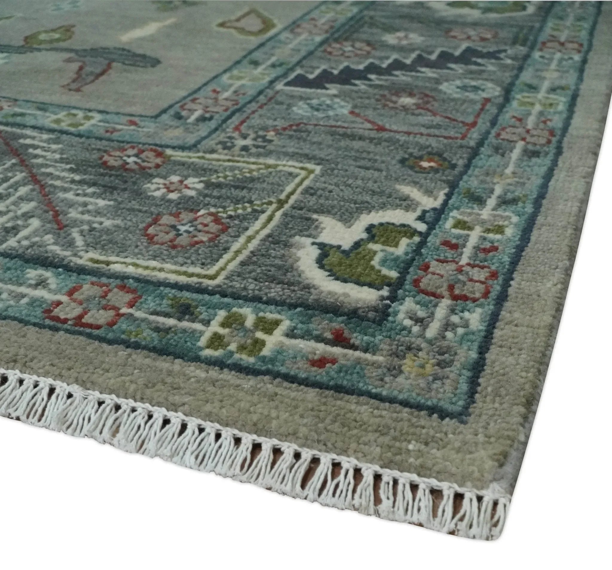 Custom Made Silver and Gray Oushak Hand Knotted Traditional Wool Rug - The Mayfair Hall