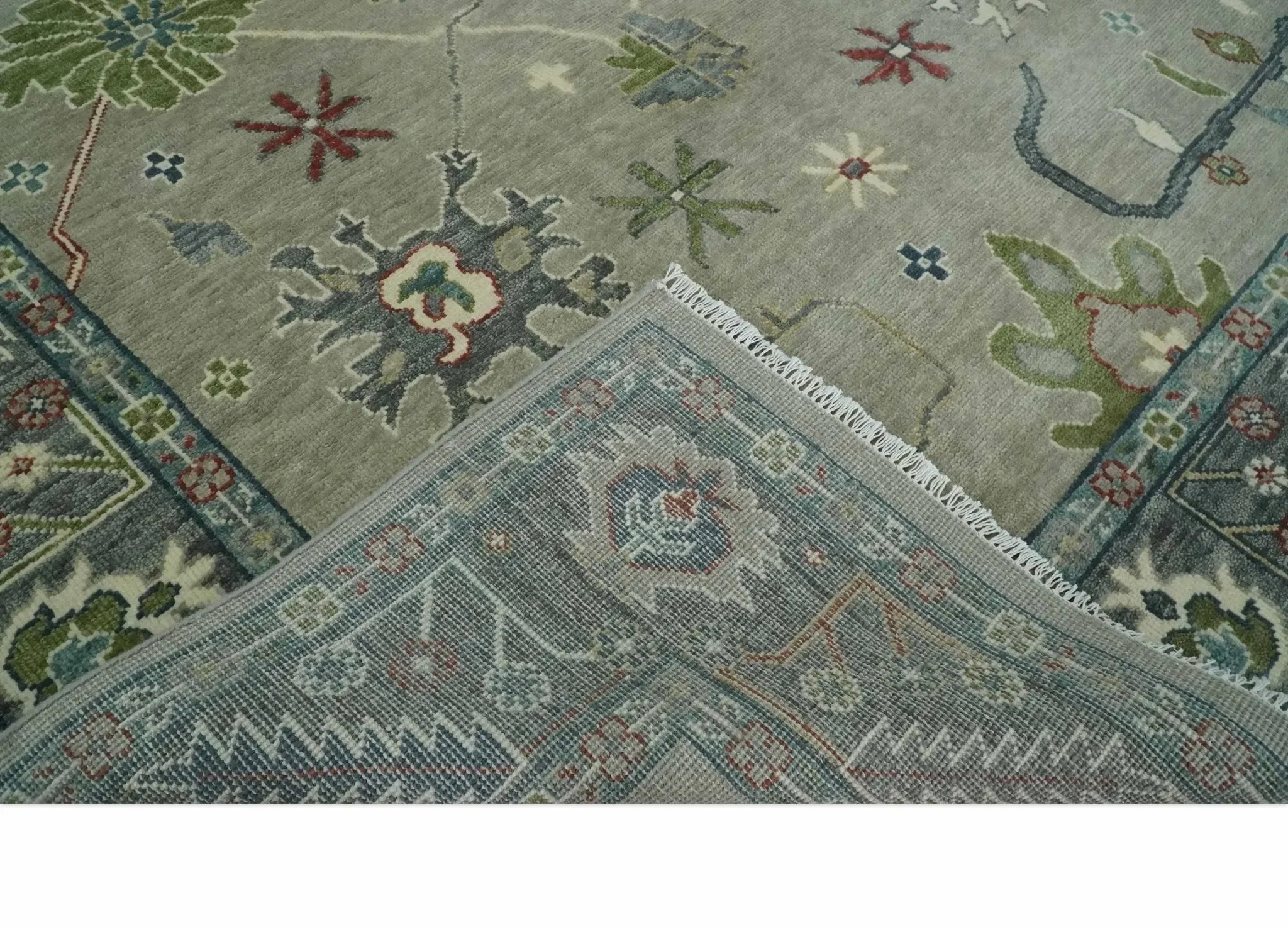 Custom Made Silver and Gray Oushak Hand Knotted Traditional Wool Rug - The Mayfair Hall