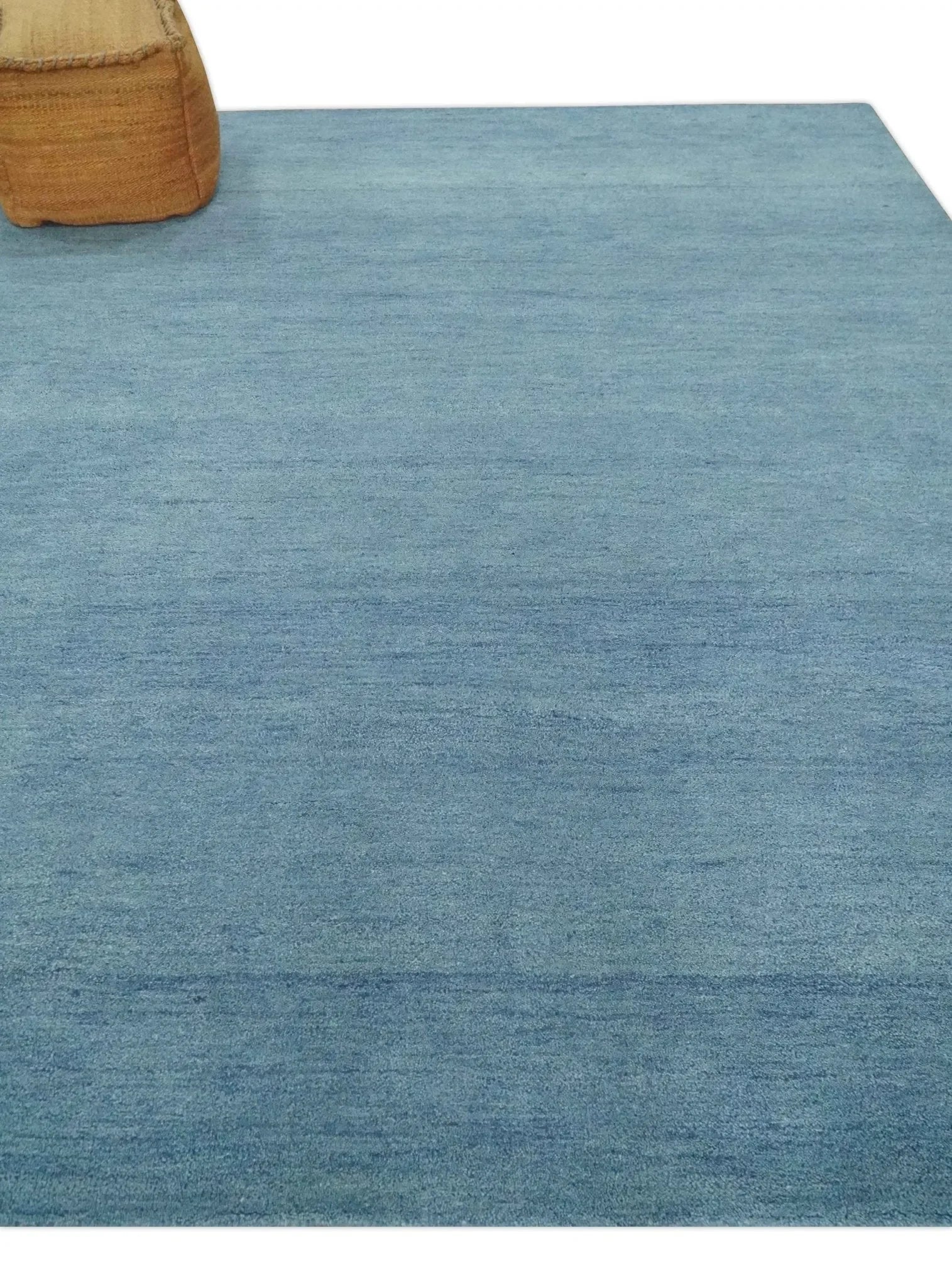 Custom Made Solid Plane Light Blue Woolen Hand Tufted wool area Rug - The Mayfair Hall