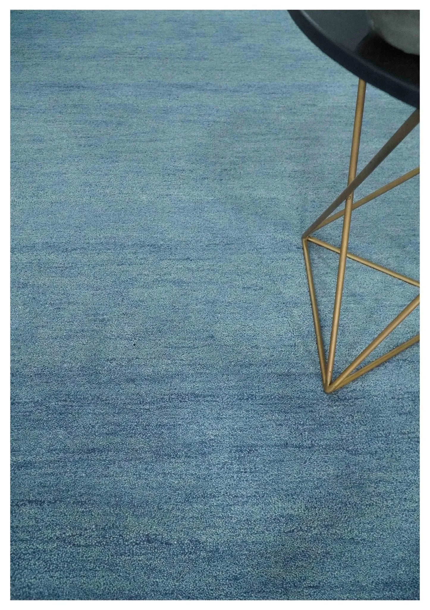Custom Made Solid Plane Light Blue Woolen Hand Tufted wool area Rug - The Mayfair Hall