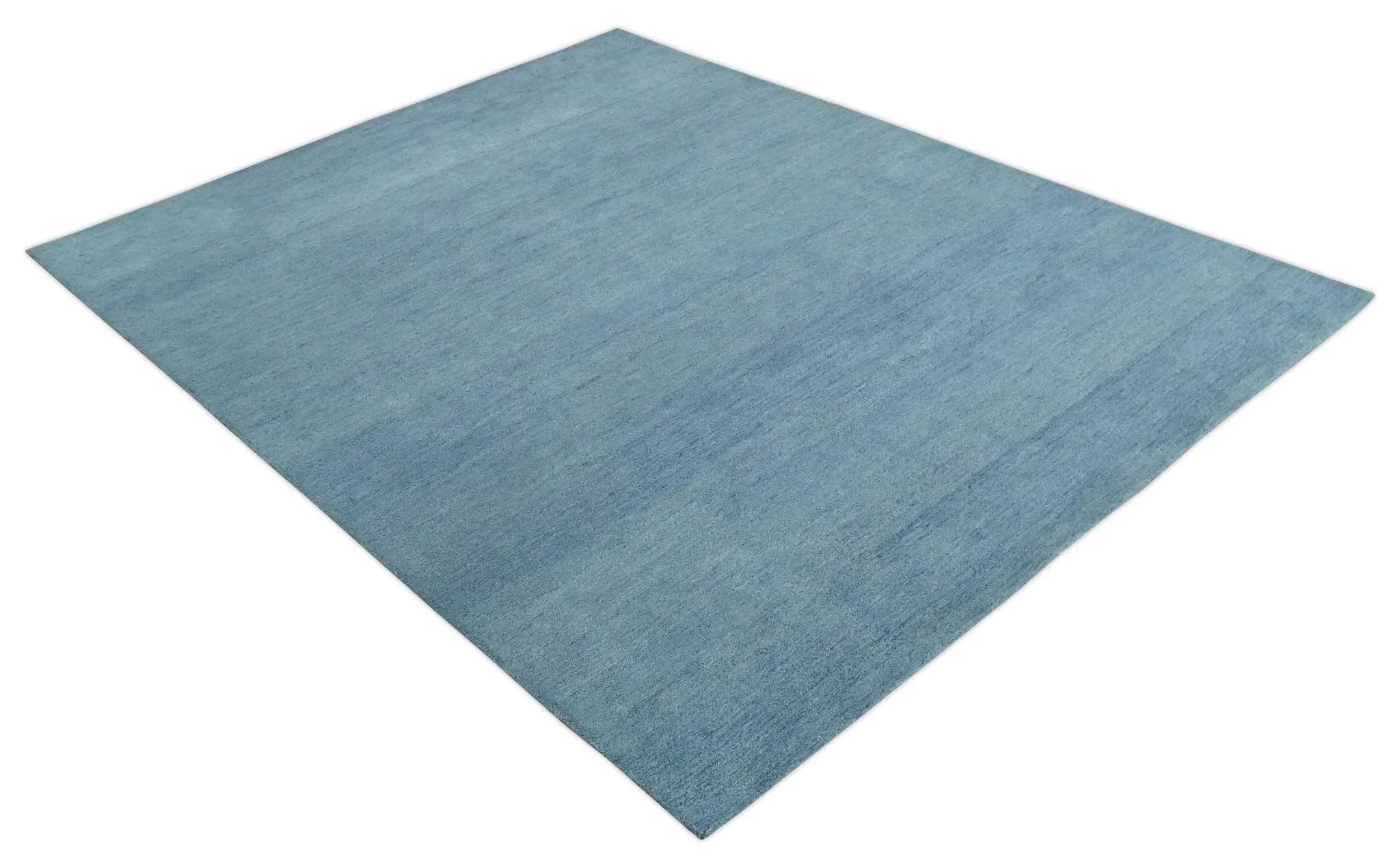 Custom Made Solid Plane Light Blue Woolen Hand Tufted wool area Rug - The Mayfair Hall