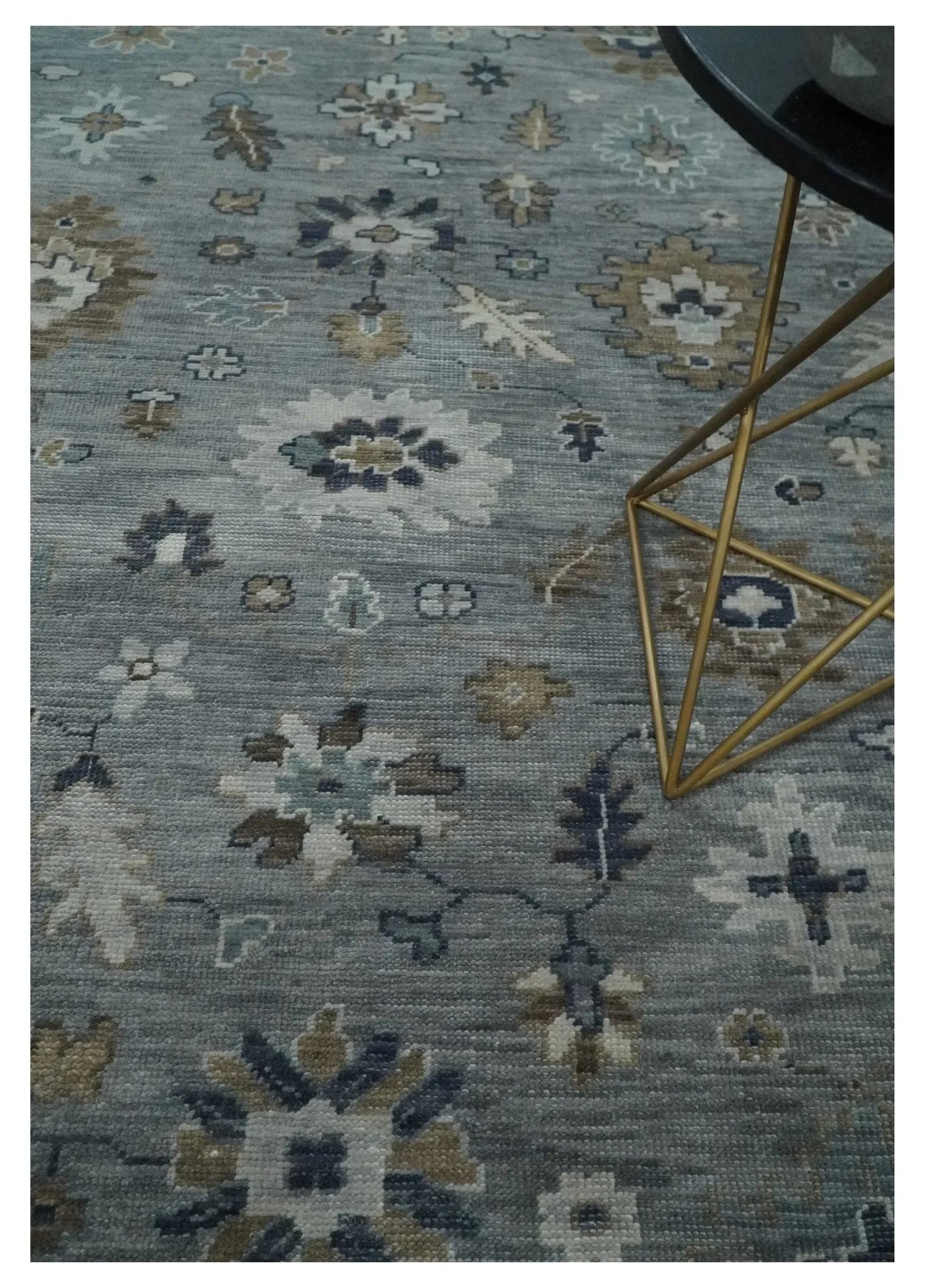 Custom Made Traditional Gray and Brown Multi Size Antique Style Hand knotted Wool Area Rug - The Mayfair Hall