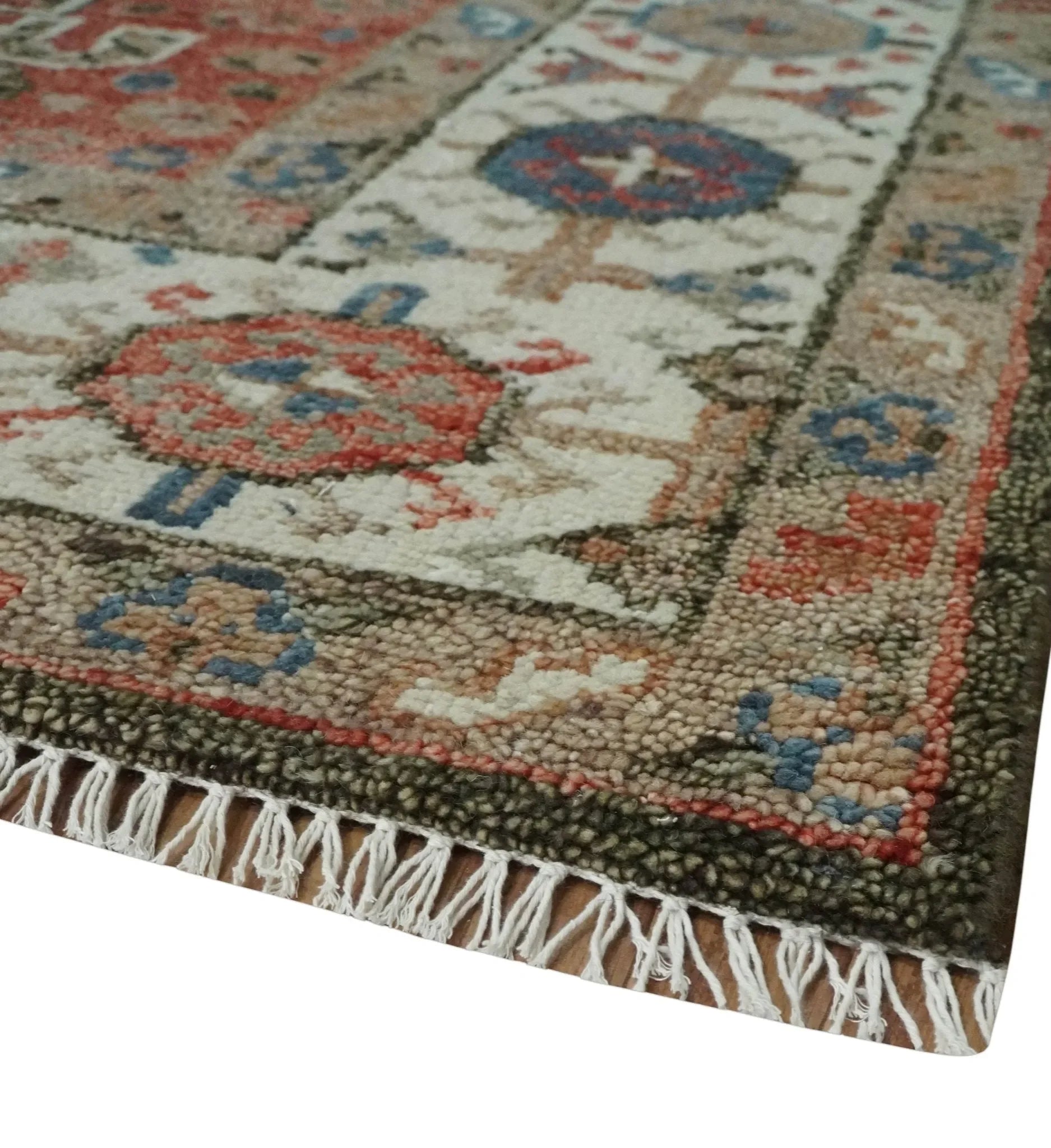 Custom made Traditional Vintage Style Rust and Ivory Turkish design wool Area Rug - The Mayfair Hall