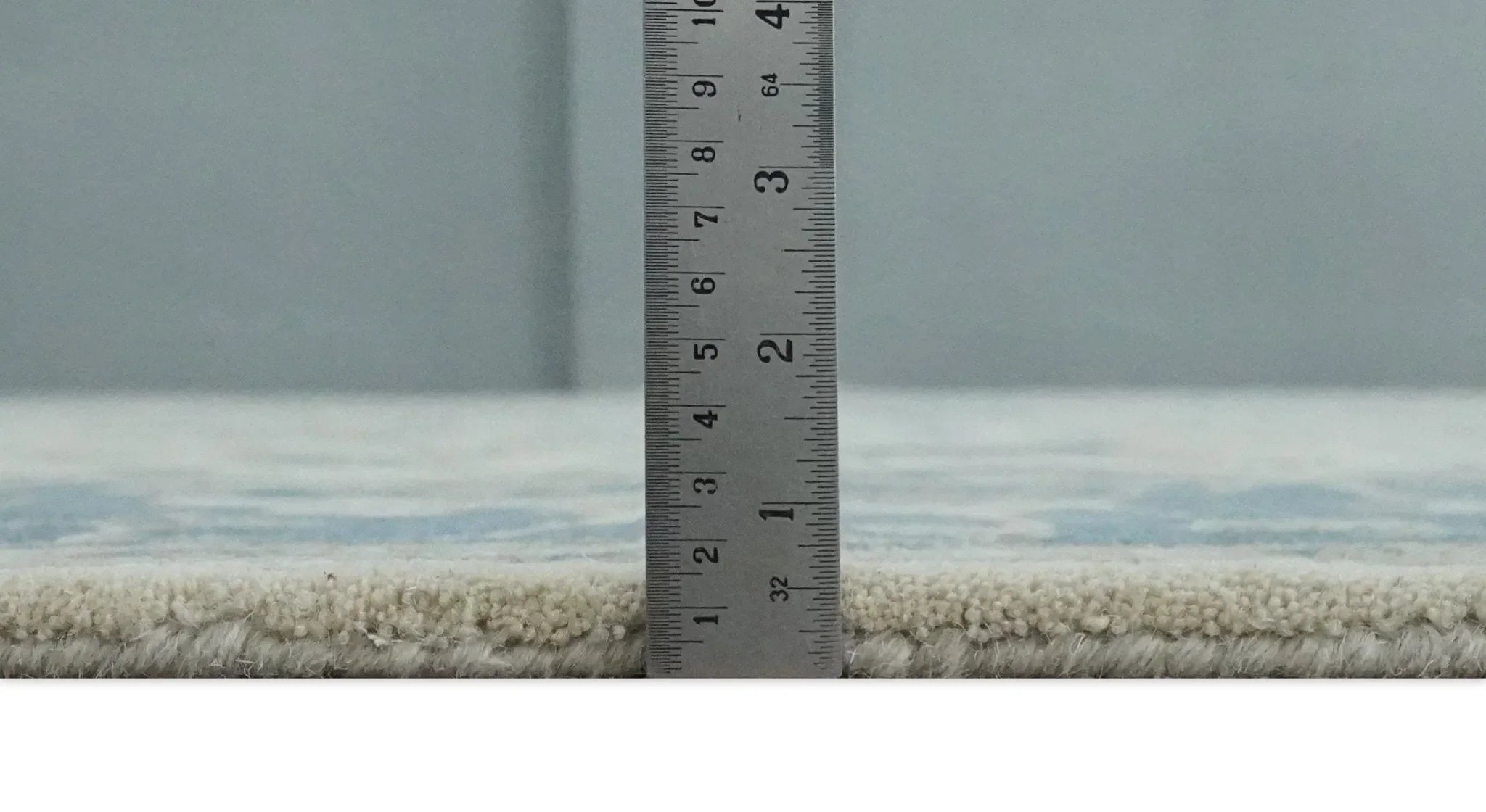 Custom Made Tufted Beige and Blue Traditional Wool Oushak Rug - The Mayfair Hall