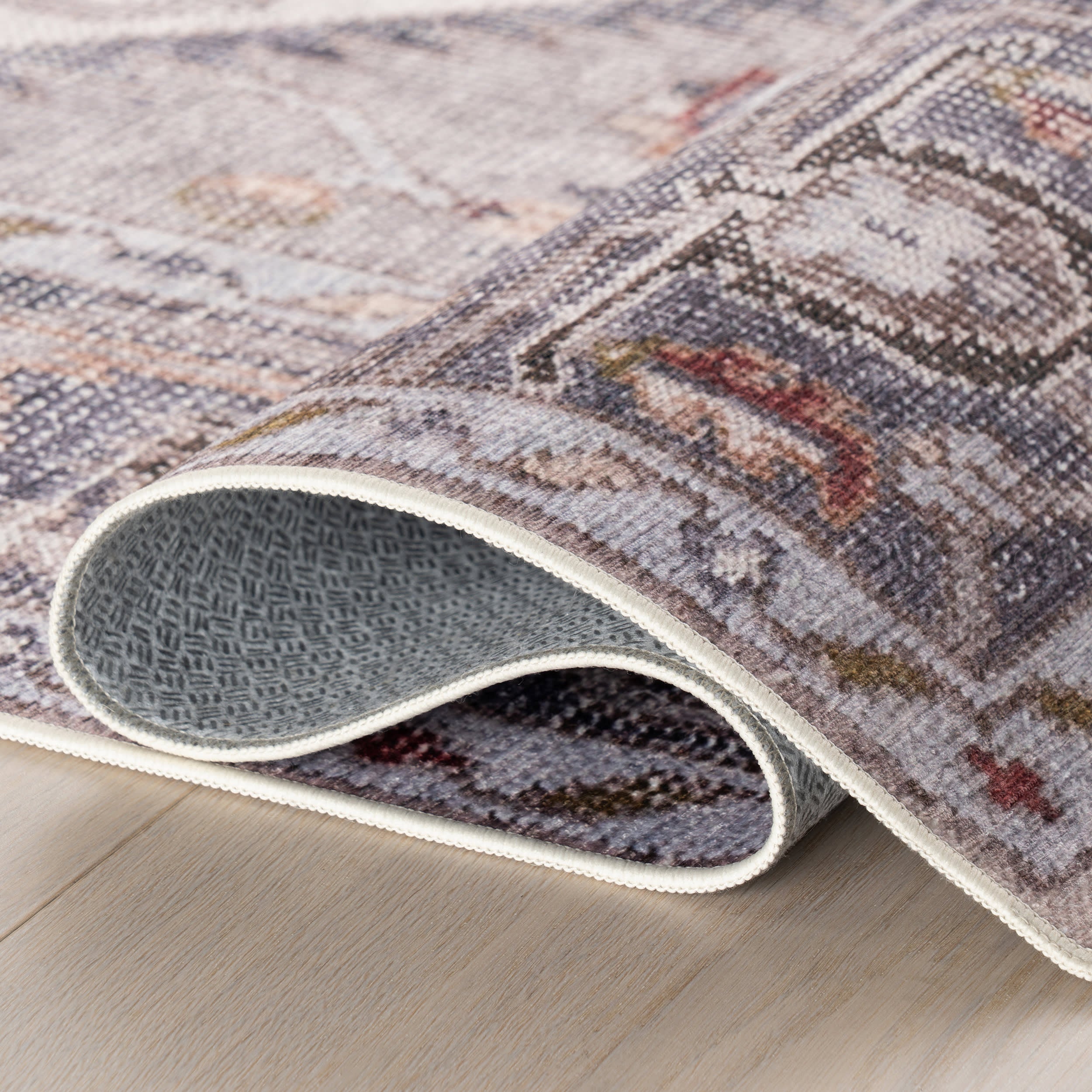 Crystalline Medallion Spill Proof Washable Rug | Beige
