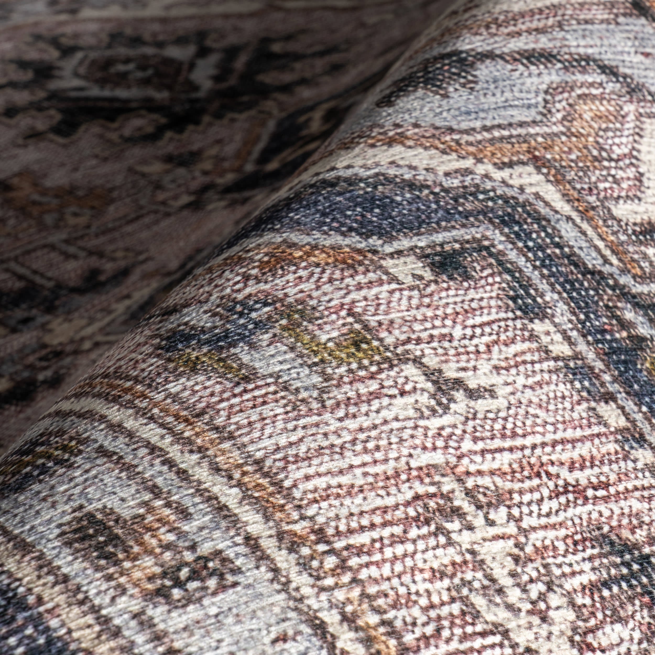 Jewel Medallion Spill Proof Washable Rug | Light Pink