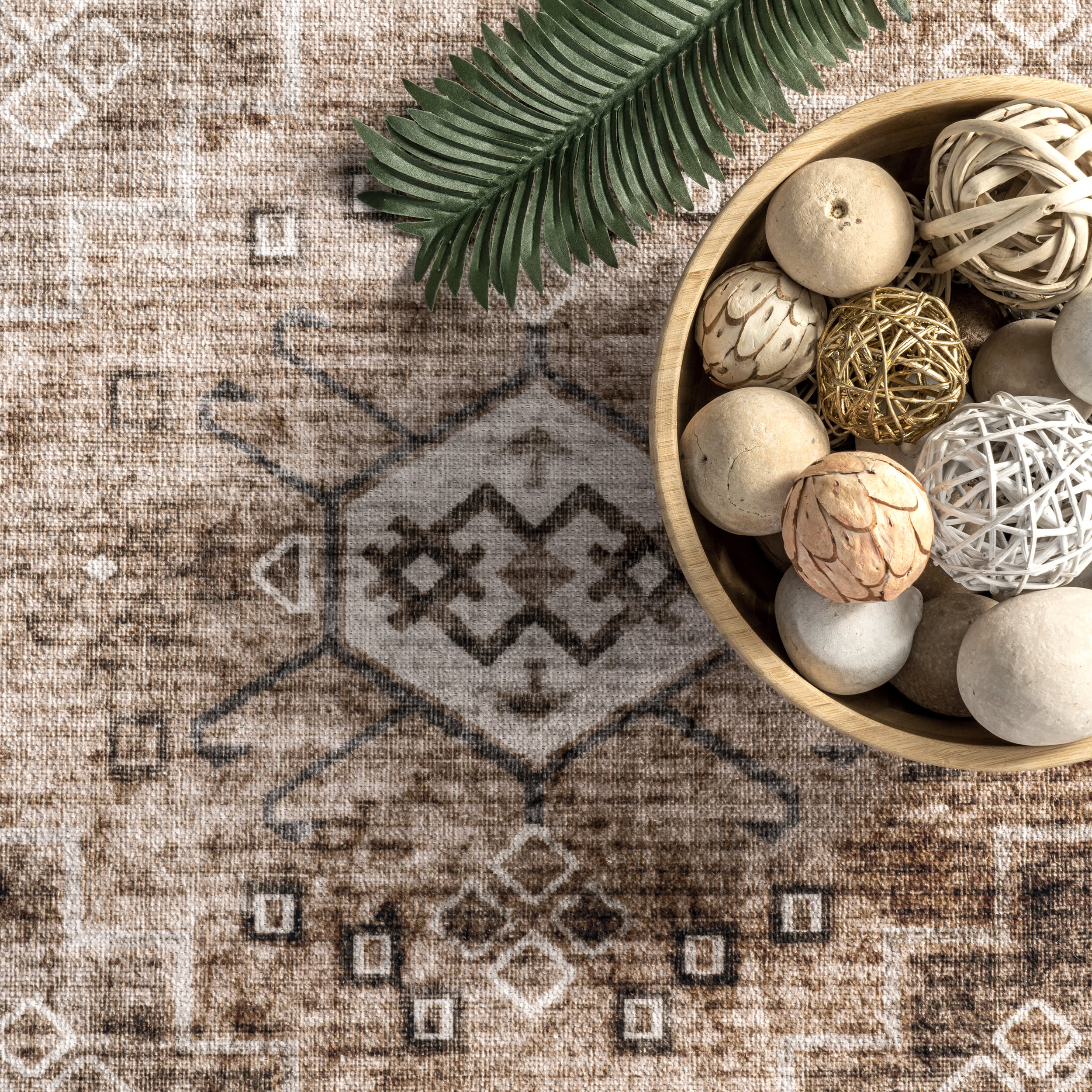 Jessamine Spill Proof Washable Geometric Rug | Beige