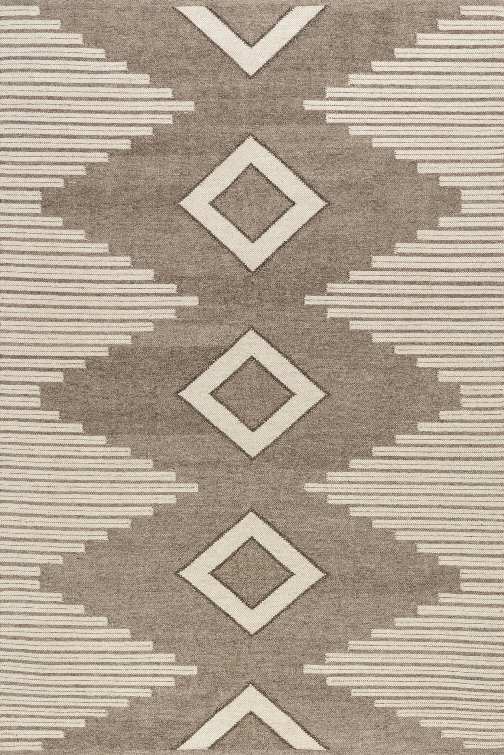Isolated view of Taupe Rectangle Grove Southwestern Cotton-Blend Rug, showcasing its design
