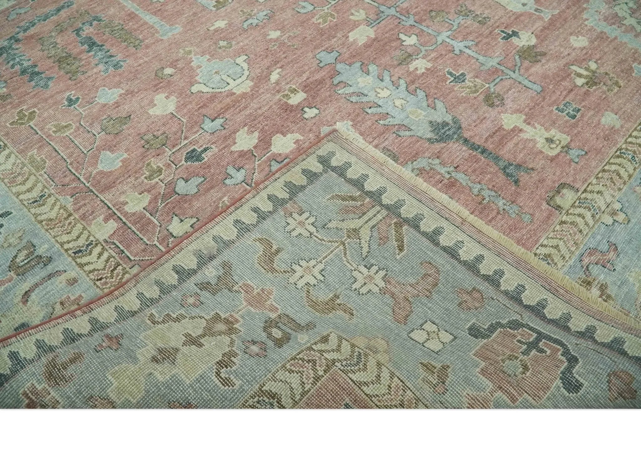 Distress Finished Tree of Life Hand Knotted Rust and Silver Custom Made Wool Rug - The Mayfair Hall