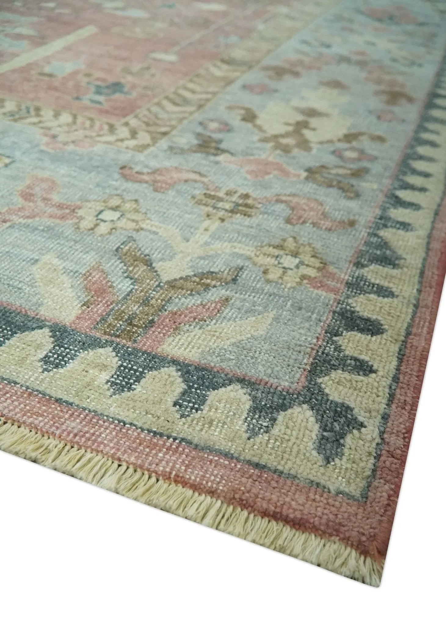 Distress Finished Tree of Life Hand Knotted Rust and Silver Custom Made Wool Rug - The Mayfair Hall
