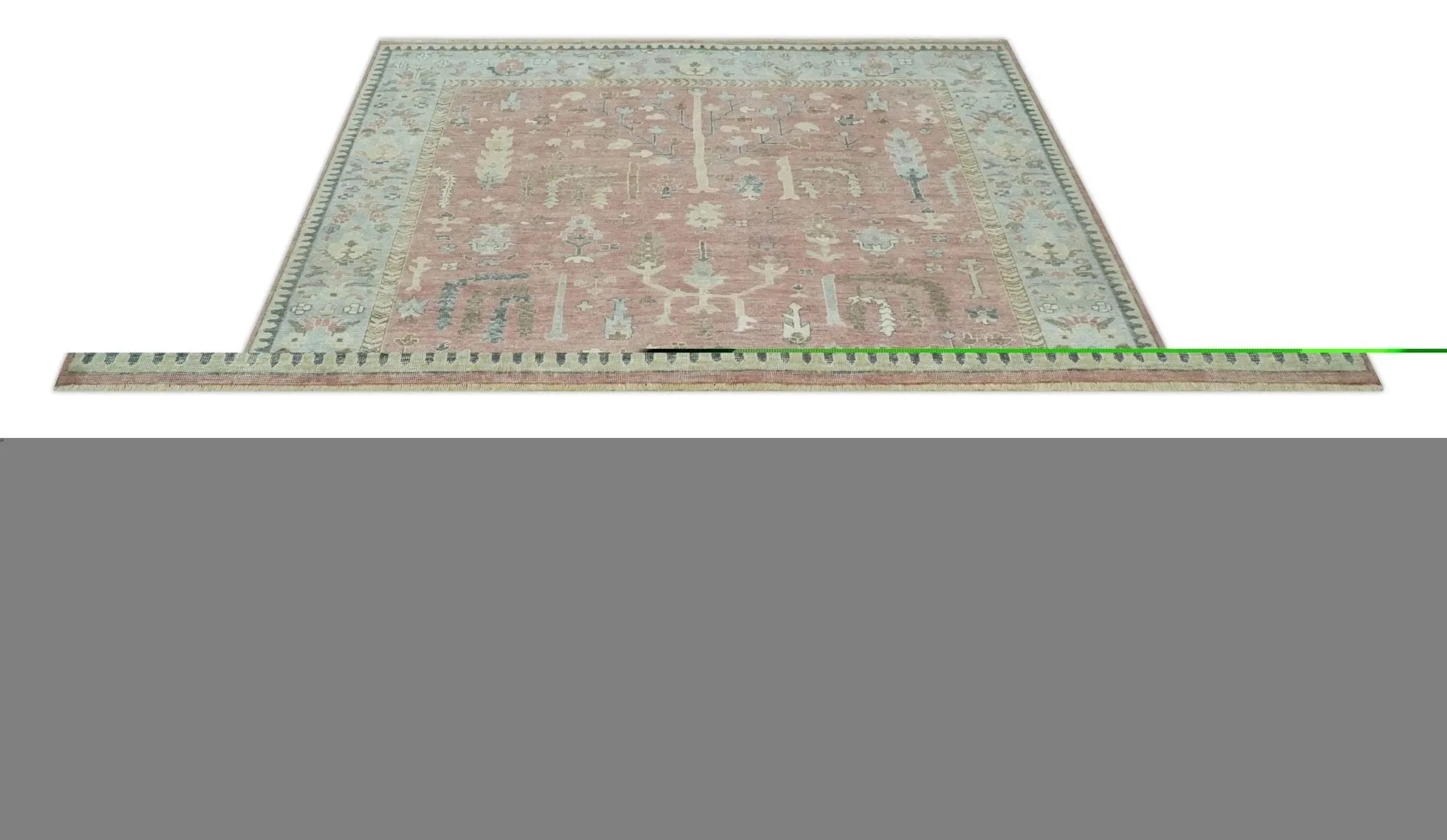 Distress Finished Tree of Life Hand Knotted Rust and Silver Custom Made Wool Rug - The Mayfair Hall