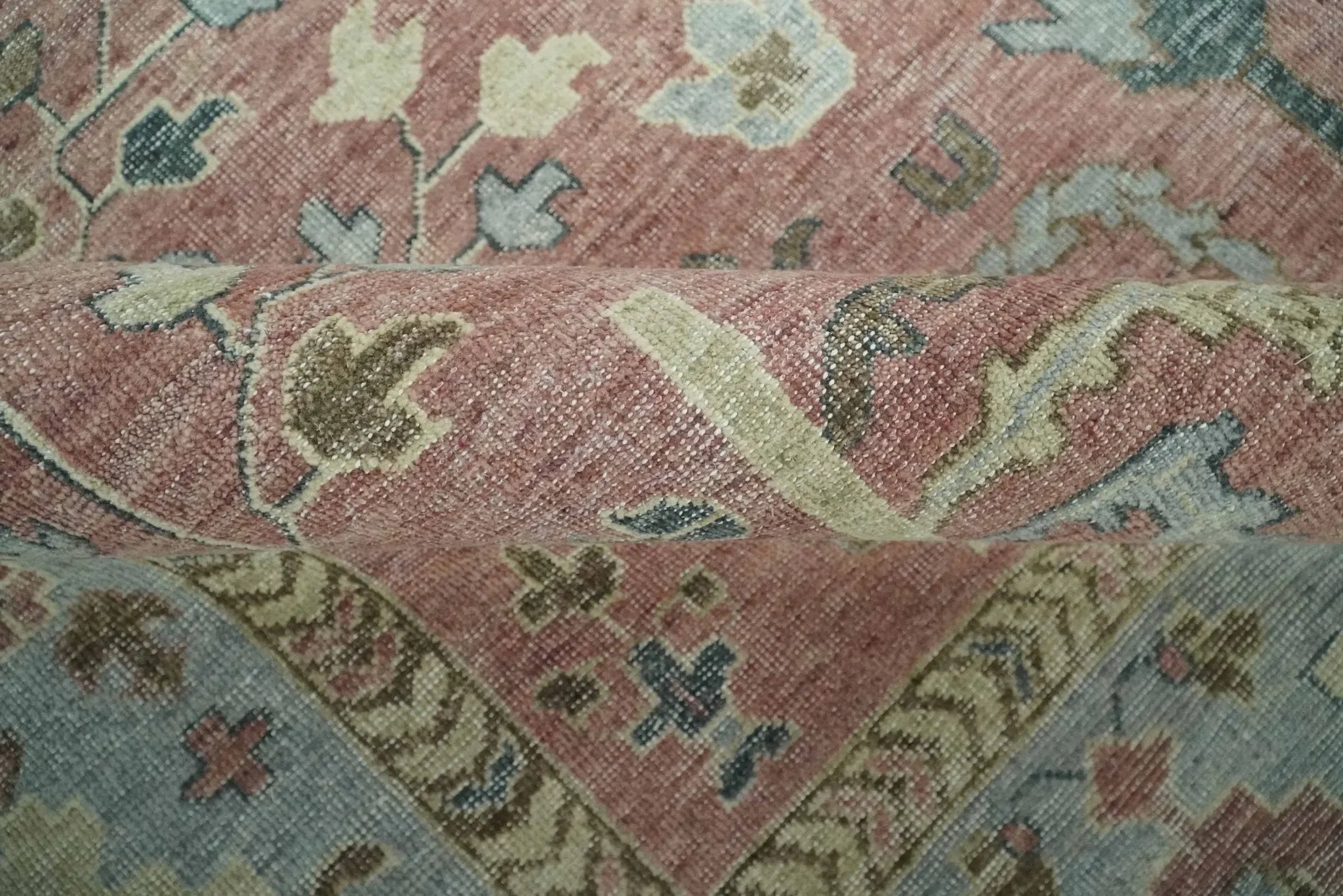 Distress Finished Tree of Life Hand Knotted Rust and Silver Custom Made Wool Rug - The Mayfair Hall