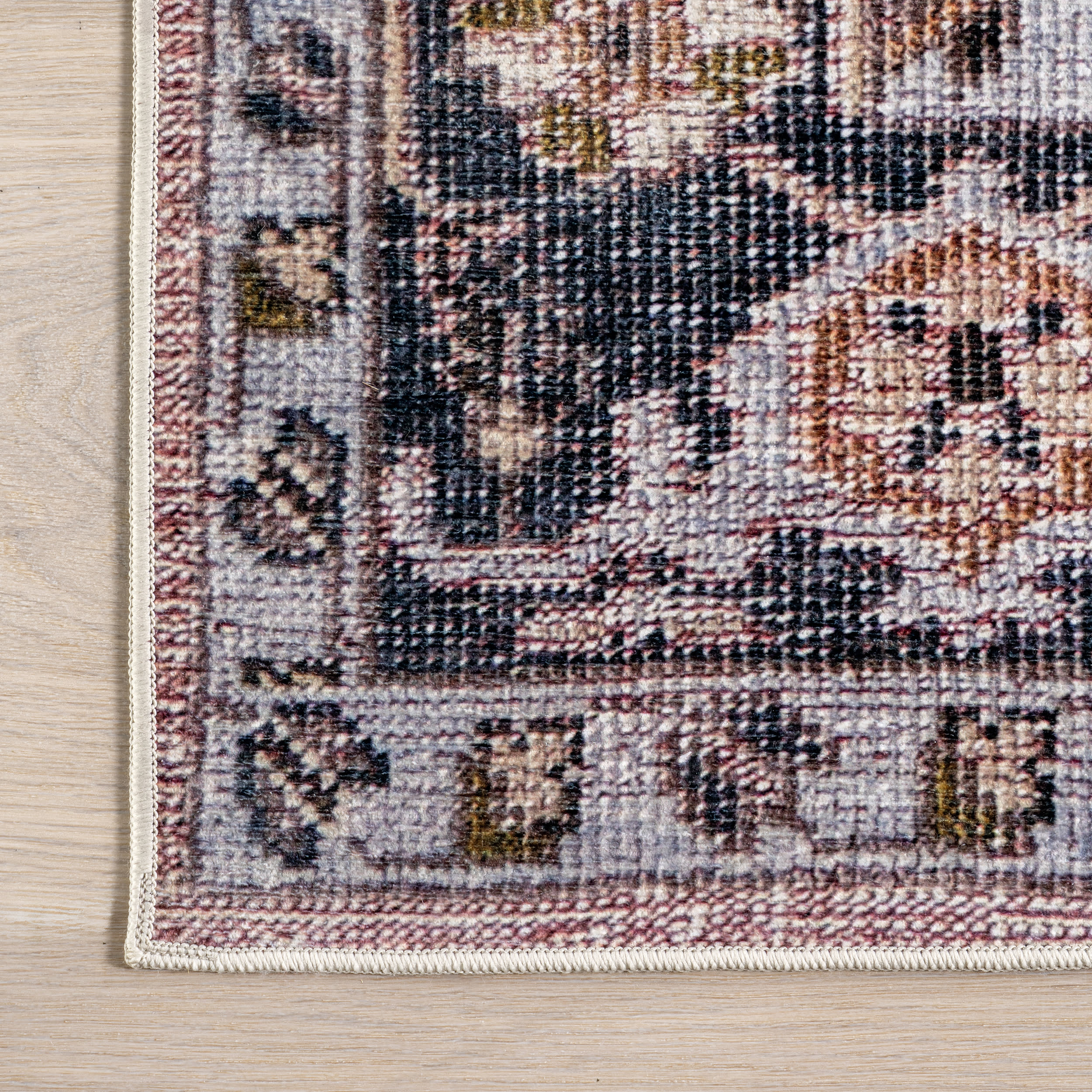 Jewel Medallion Spill Proof Washable Rug | Light Pink