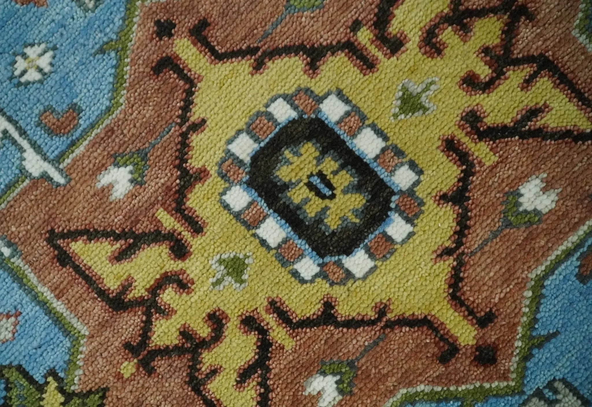 Traditional Heriz Blue, silver, Charcoal and Ivory Hand Knotted Multi size wool Area Rug - The Mayfair Hall