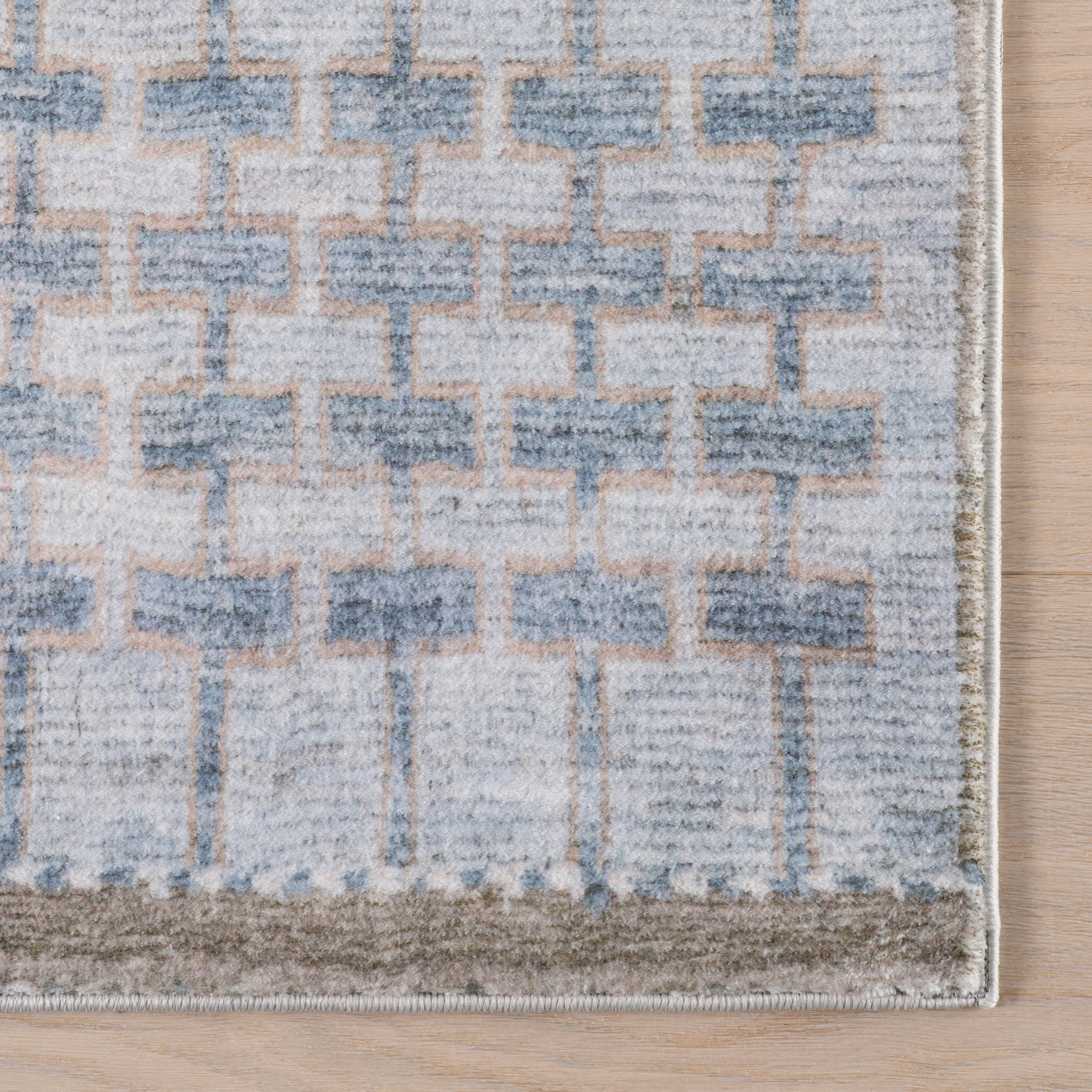 Drusilae Abstract Washable Rug | Light Blue