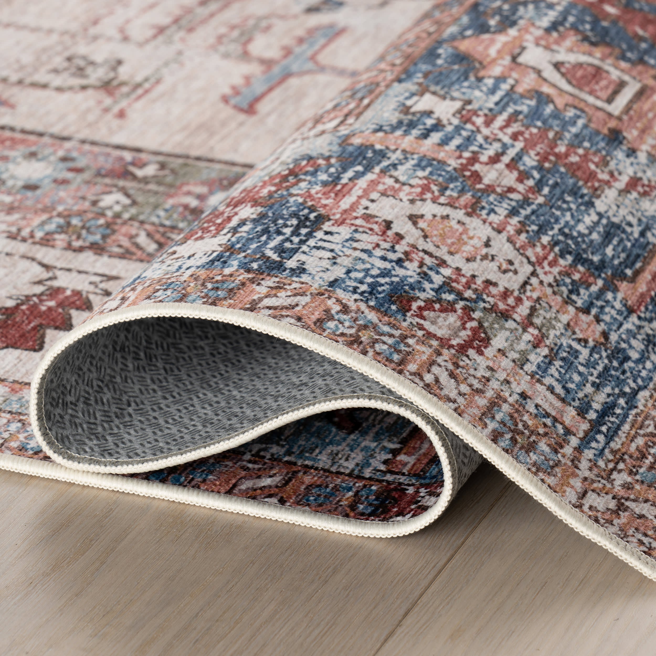 Runic Medallion Spill Proof Washable Rug | Brick