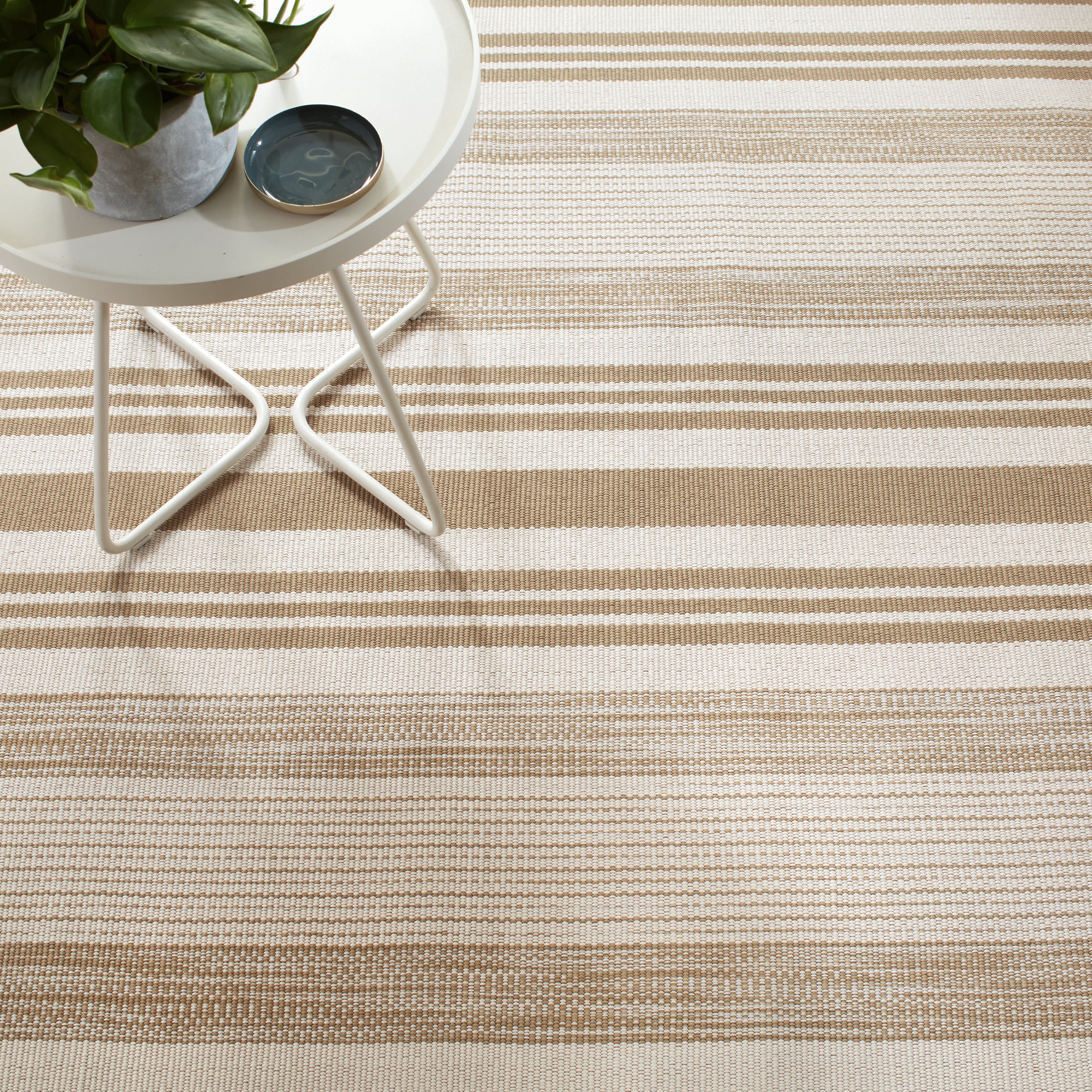 Quincy Stripe Handwoven Indoor/Outdoor Rug | Khaki