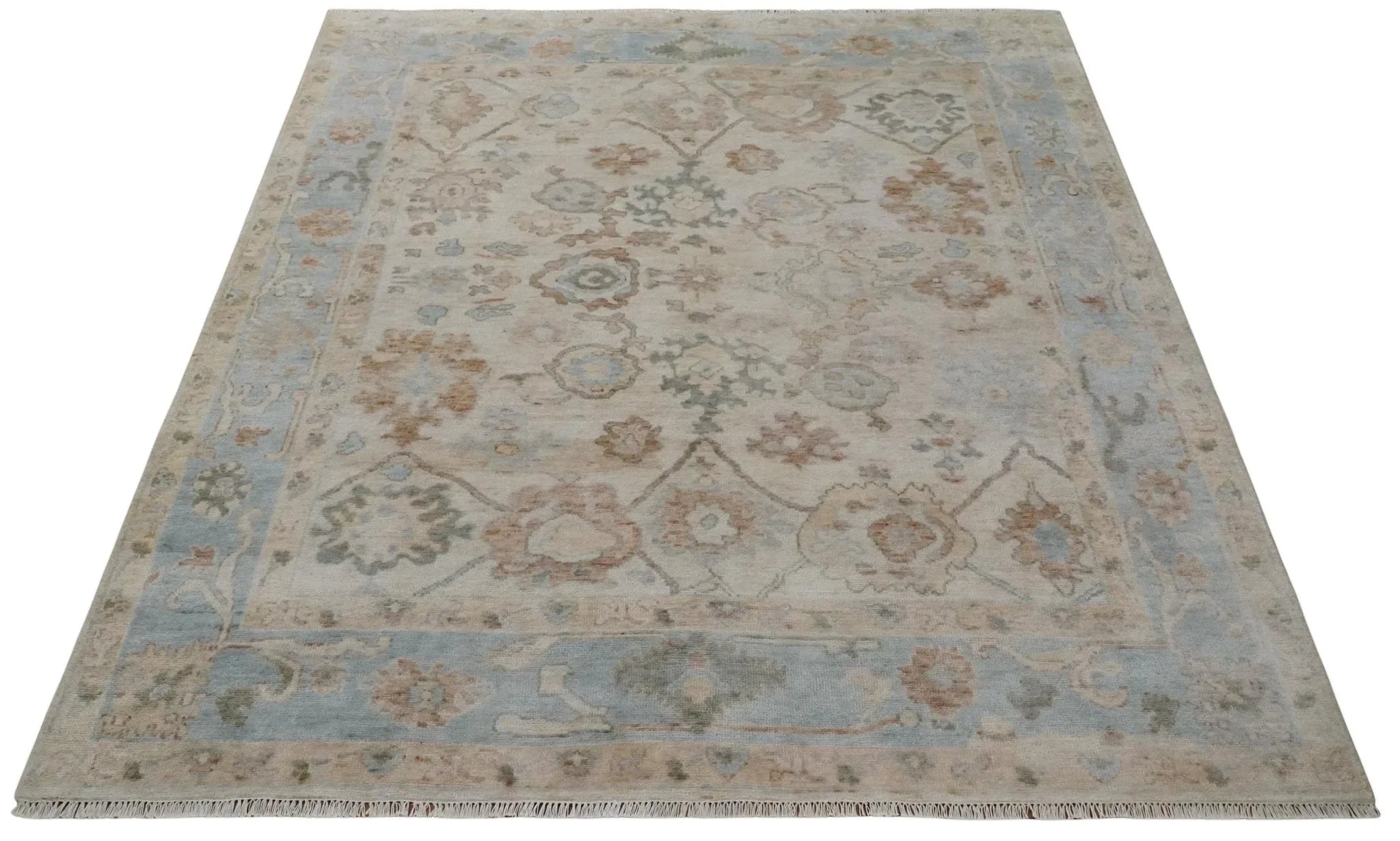 Made to Order Hand Knotted Ivory, Silver and Brown Traditional Antique Style Wool Area Rug - The Mayfair Hall